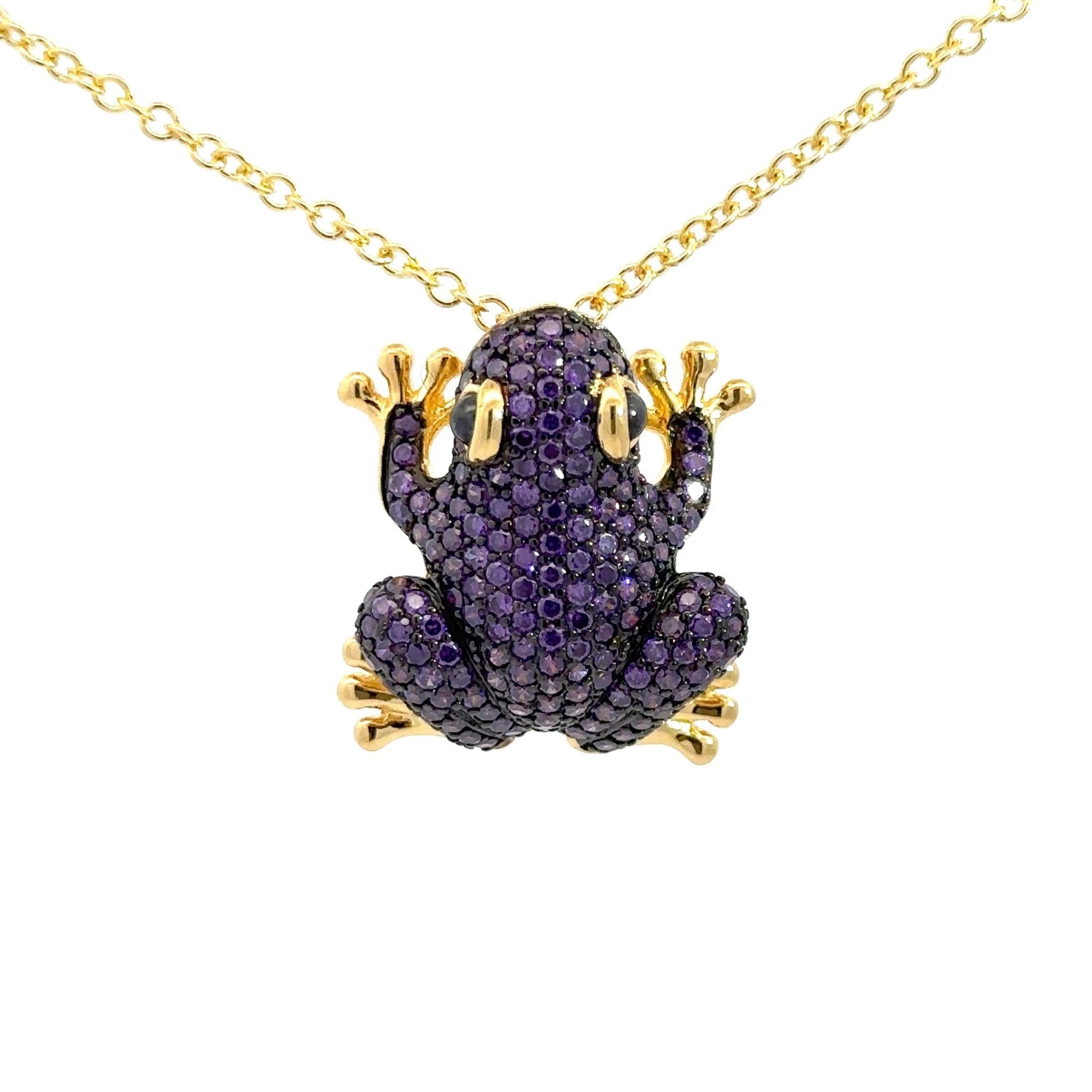 Lucky Purple Frog Silver Pendant by Natkina