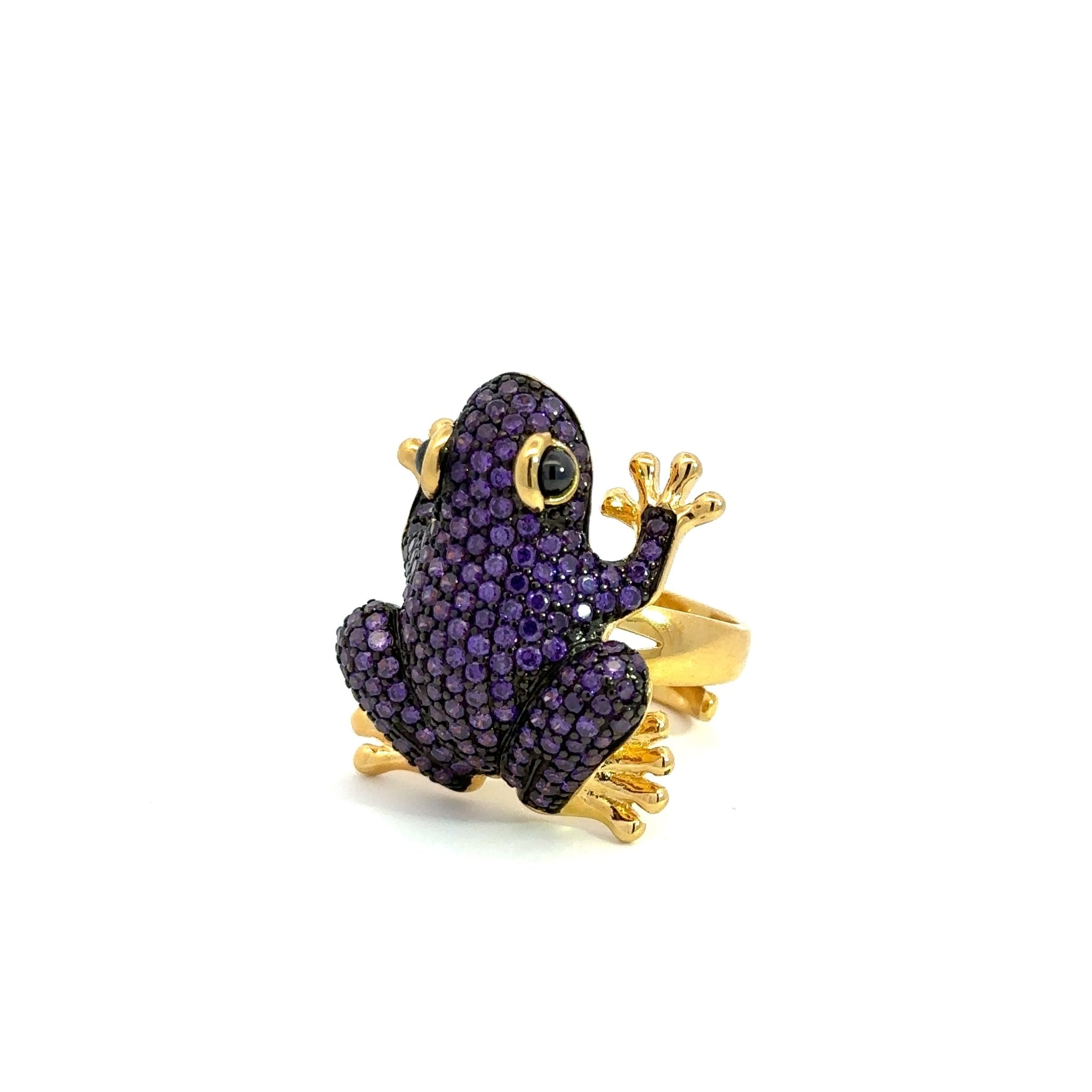 Lucky Purple Frog Silver Ring by Natkina