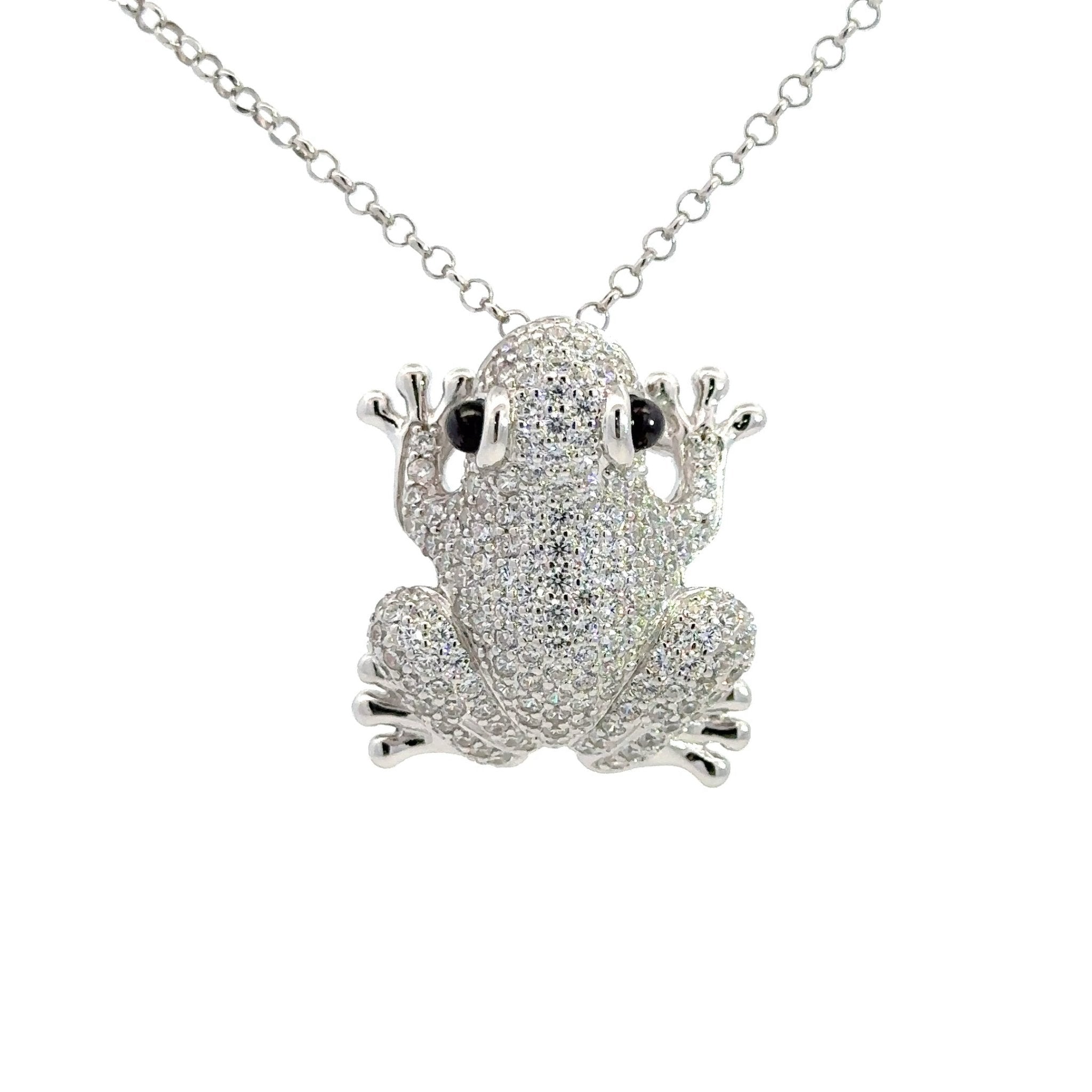 Lucky White Frog Silver Pendant by Natkina