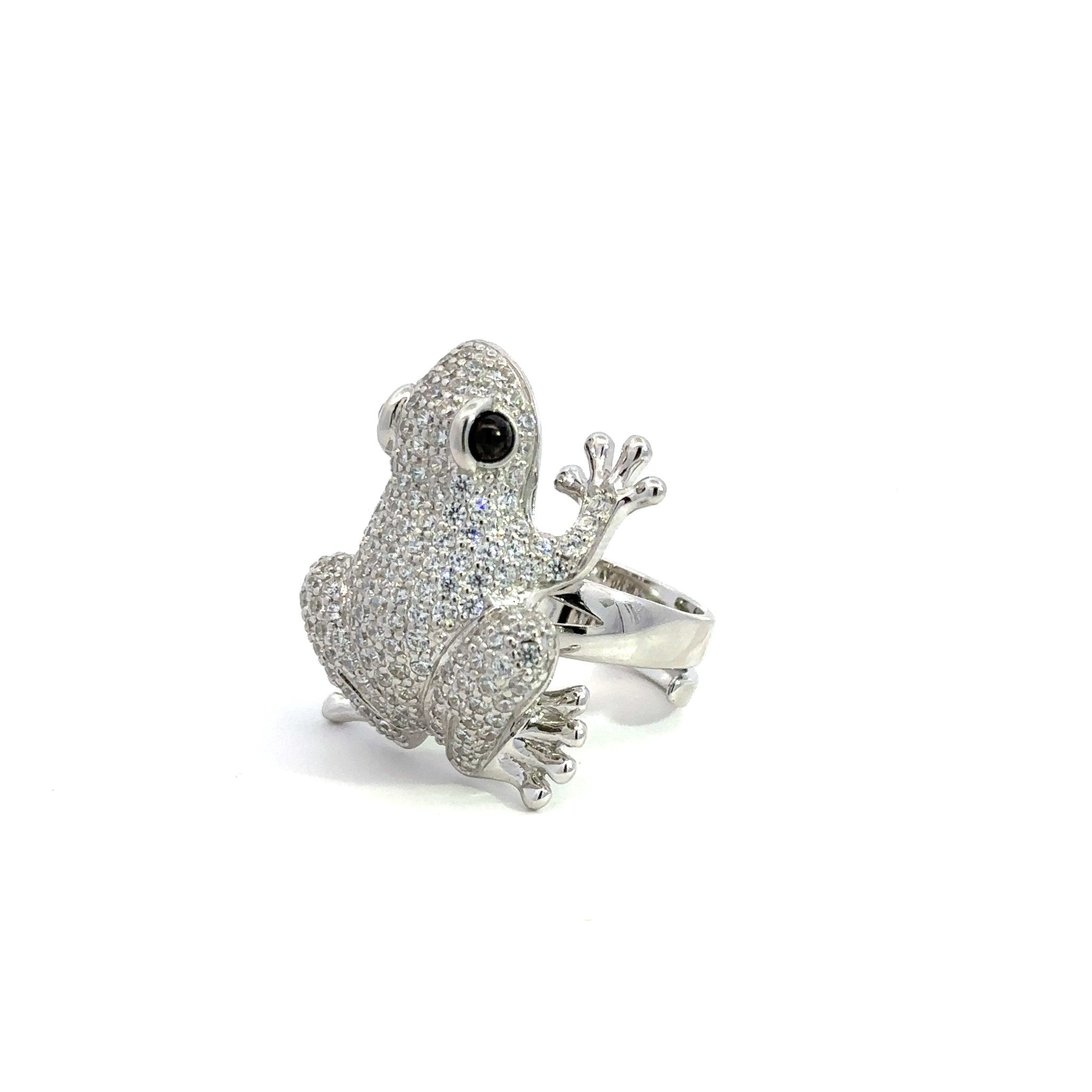 Lucky White Frog Silver Ring by Natkina