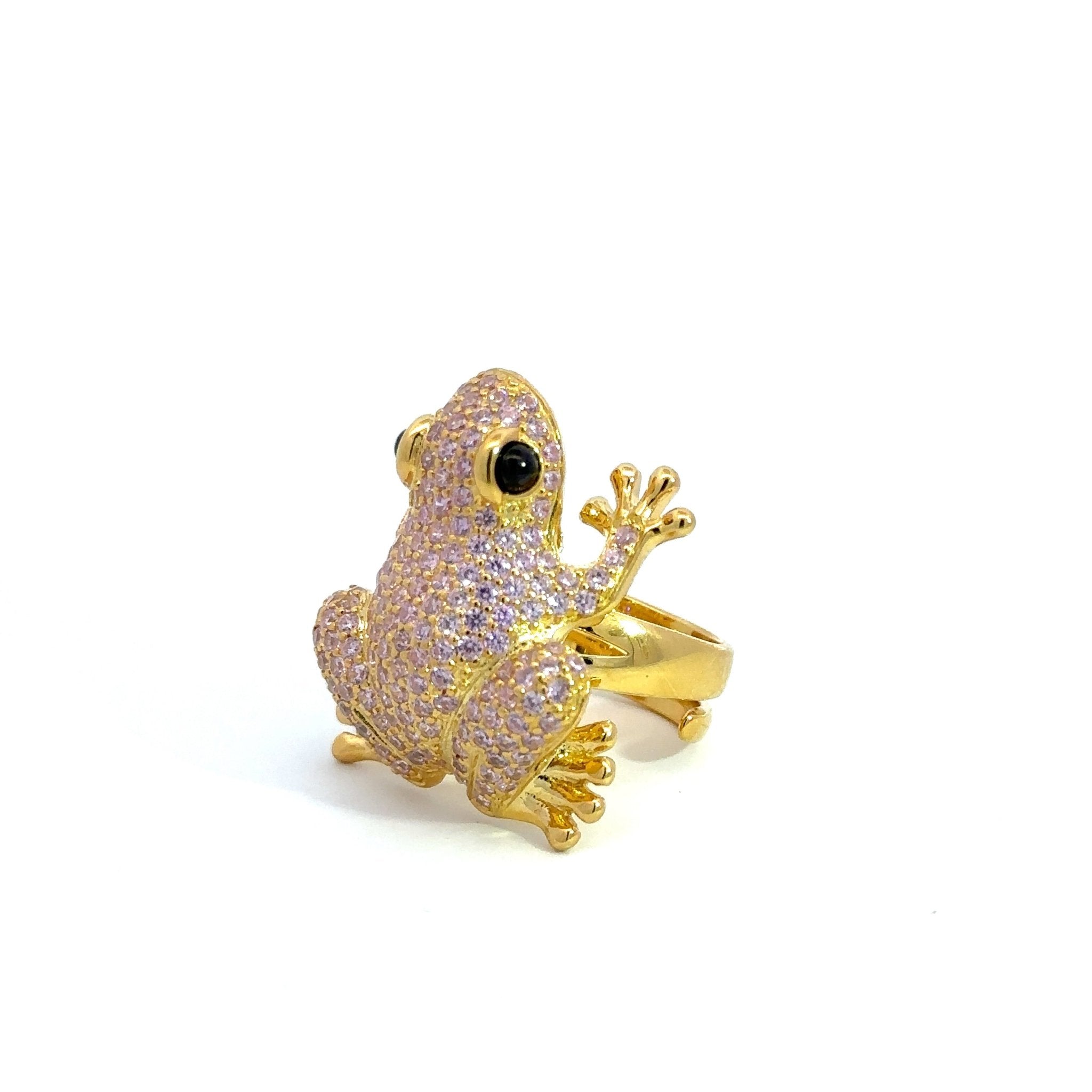 Lucky Yellow Frog Silver Ring by Natkina