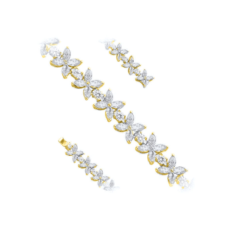Multi-flower Silver Flower Tennis Bracelet