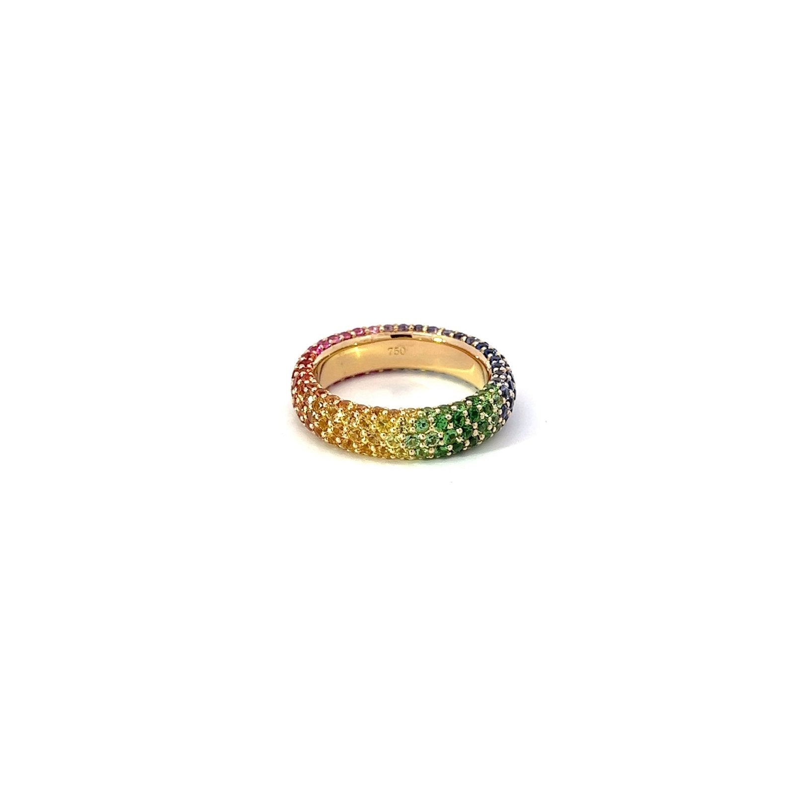 Multi Sapphires Band Diamond 18K White Gold Exclusive Ring by Natkina