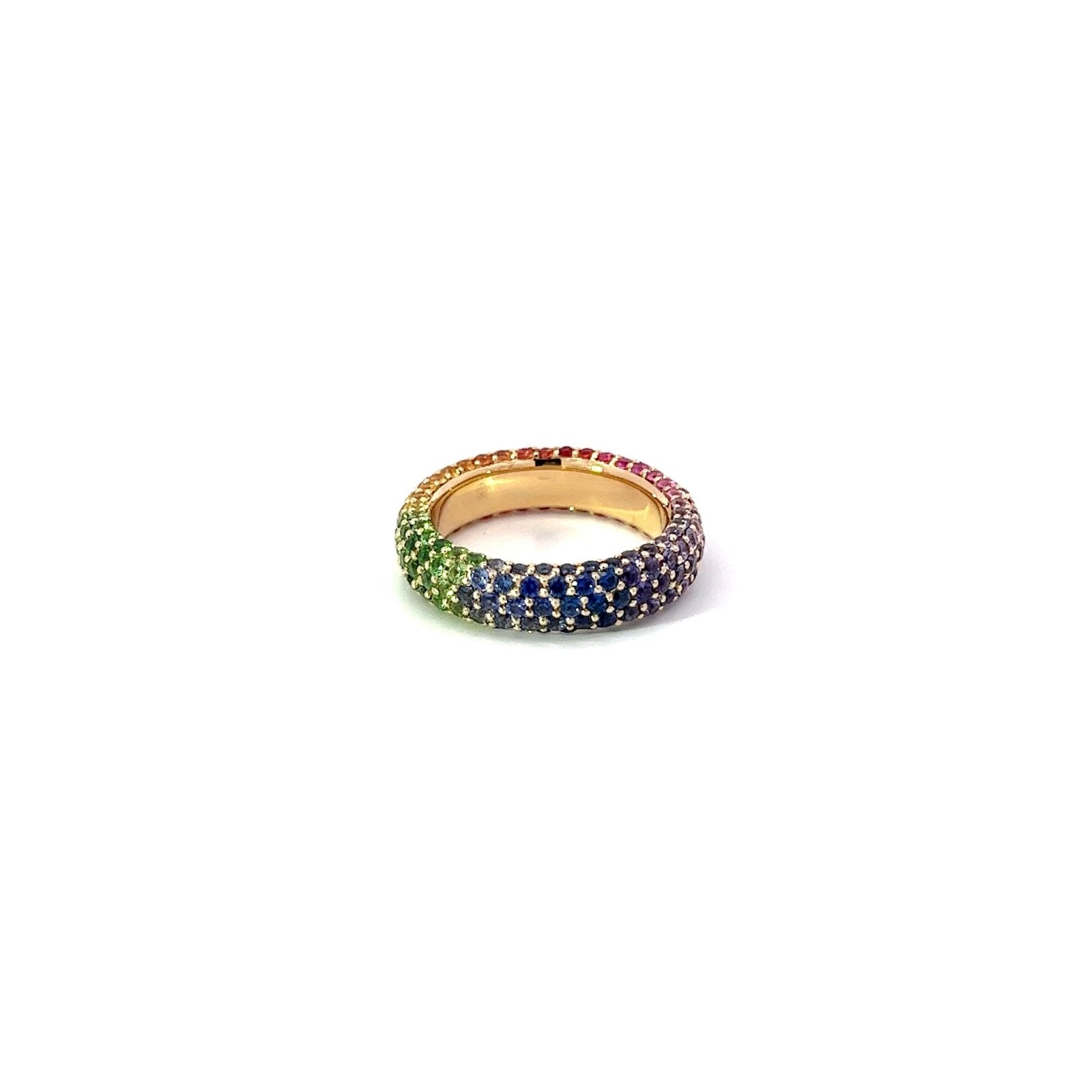 Multi Sapphires Band Diamond 18K White Gold Exclusive Ring by Natkina