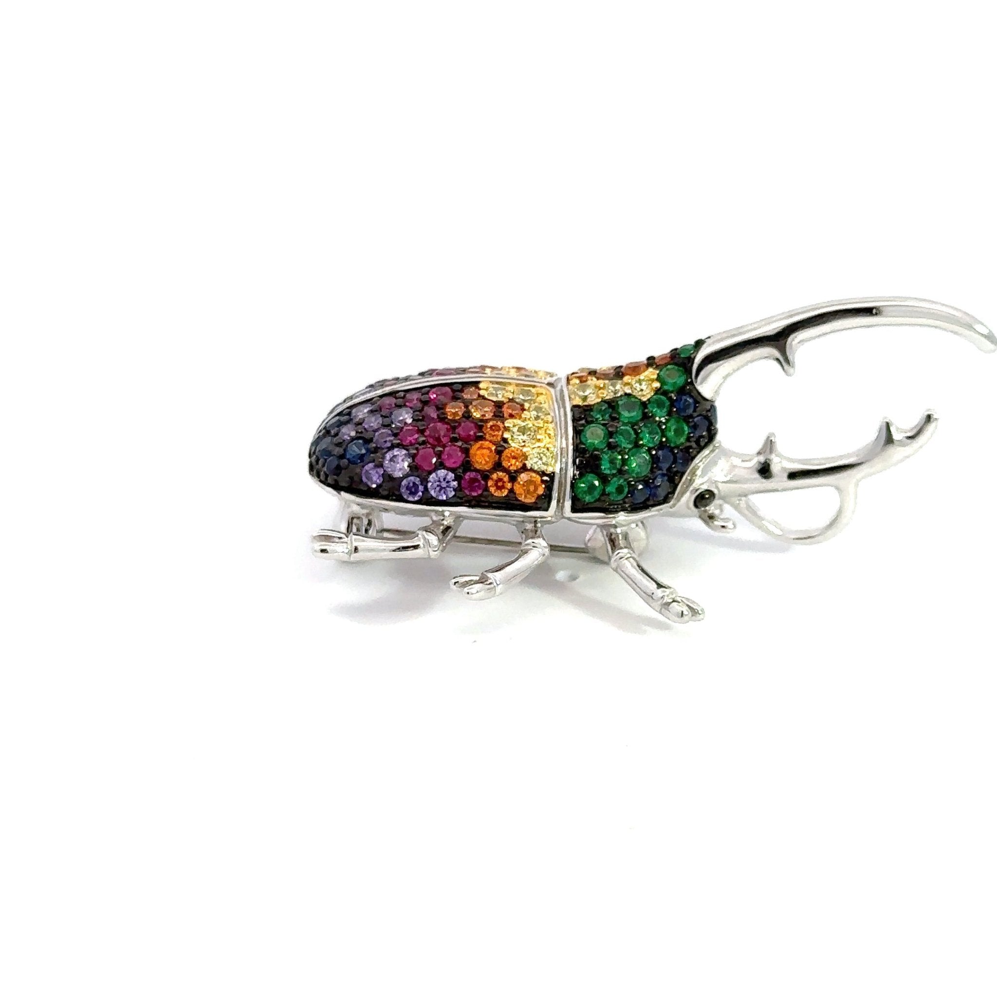 Multicolor Beetle Silver Brooch by Natkina