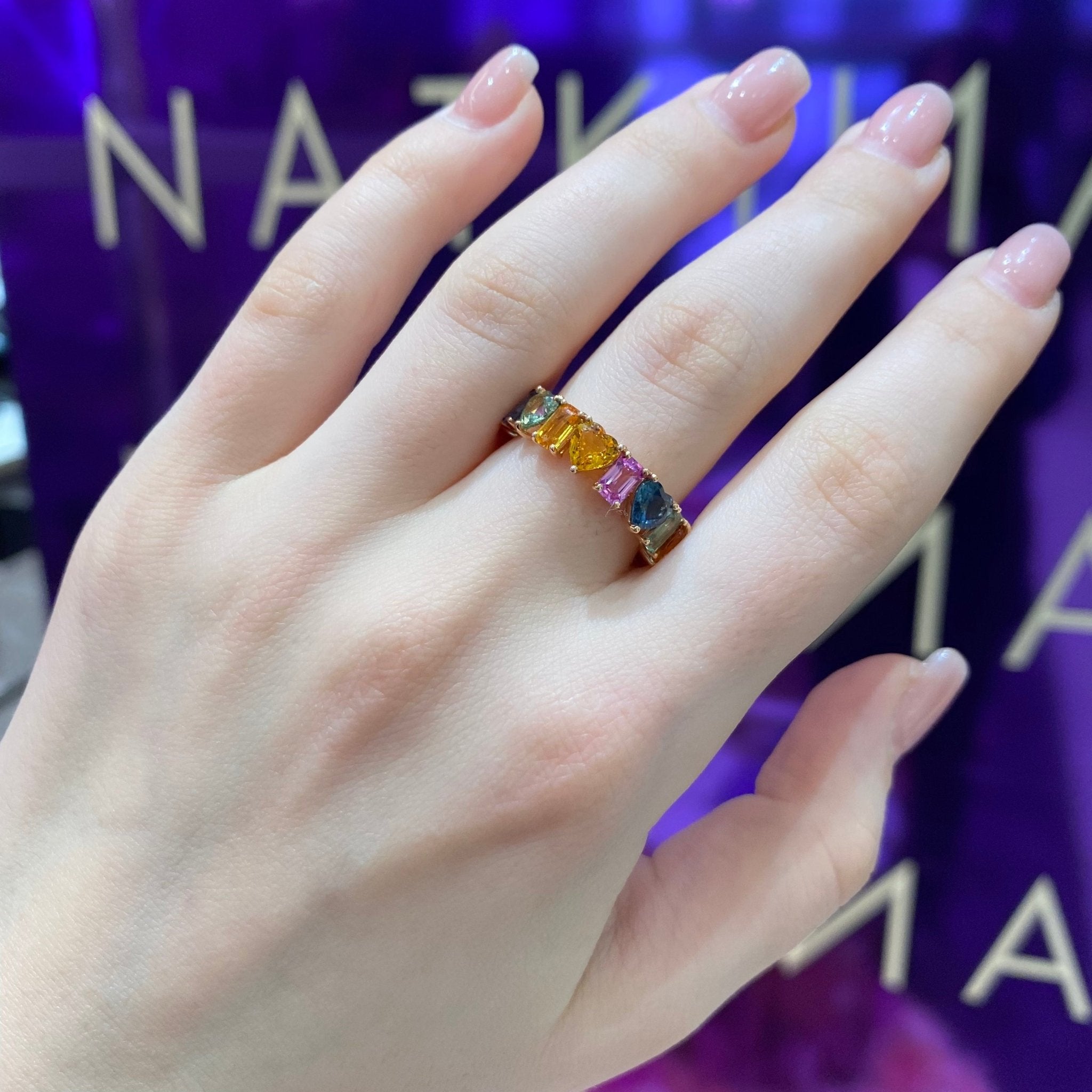 Multisapphire Rose Gold 18K Ring For Her by Natkina