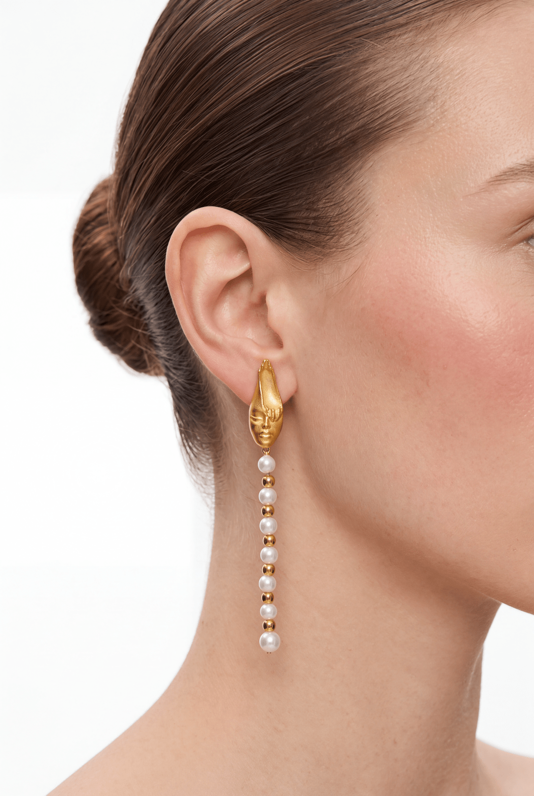 My Fight Mono Pearl Dangle Earrings Body Shape Collection by Natkina