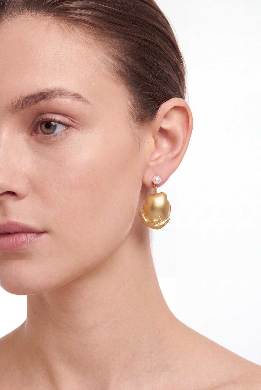 My journey Mono Pearl Drop Earrings Body Shape Collection by Natkina