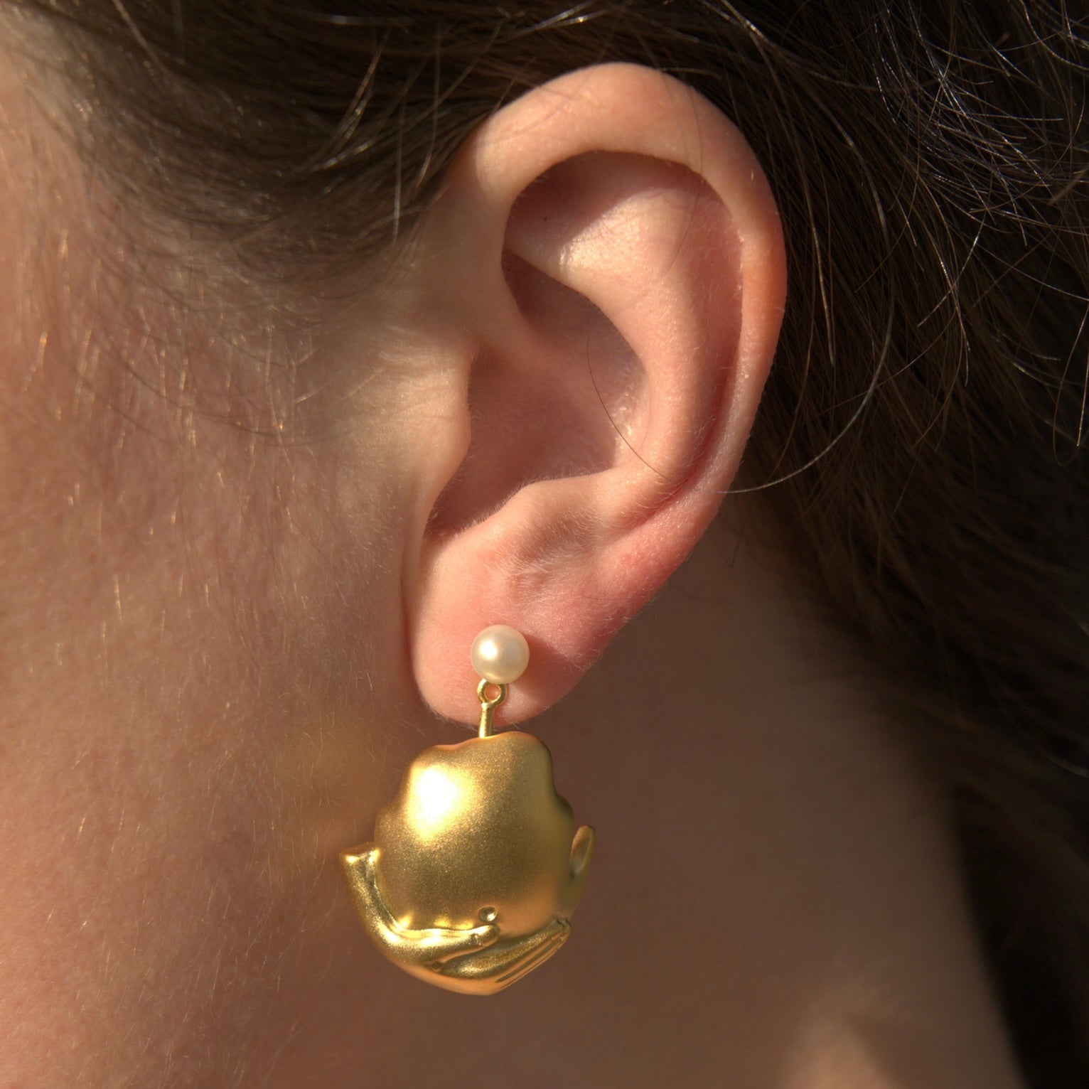 My journey Mono Pearl Drop Earrings Body Shape Collection by Natkina