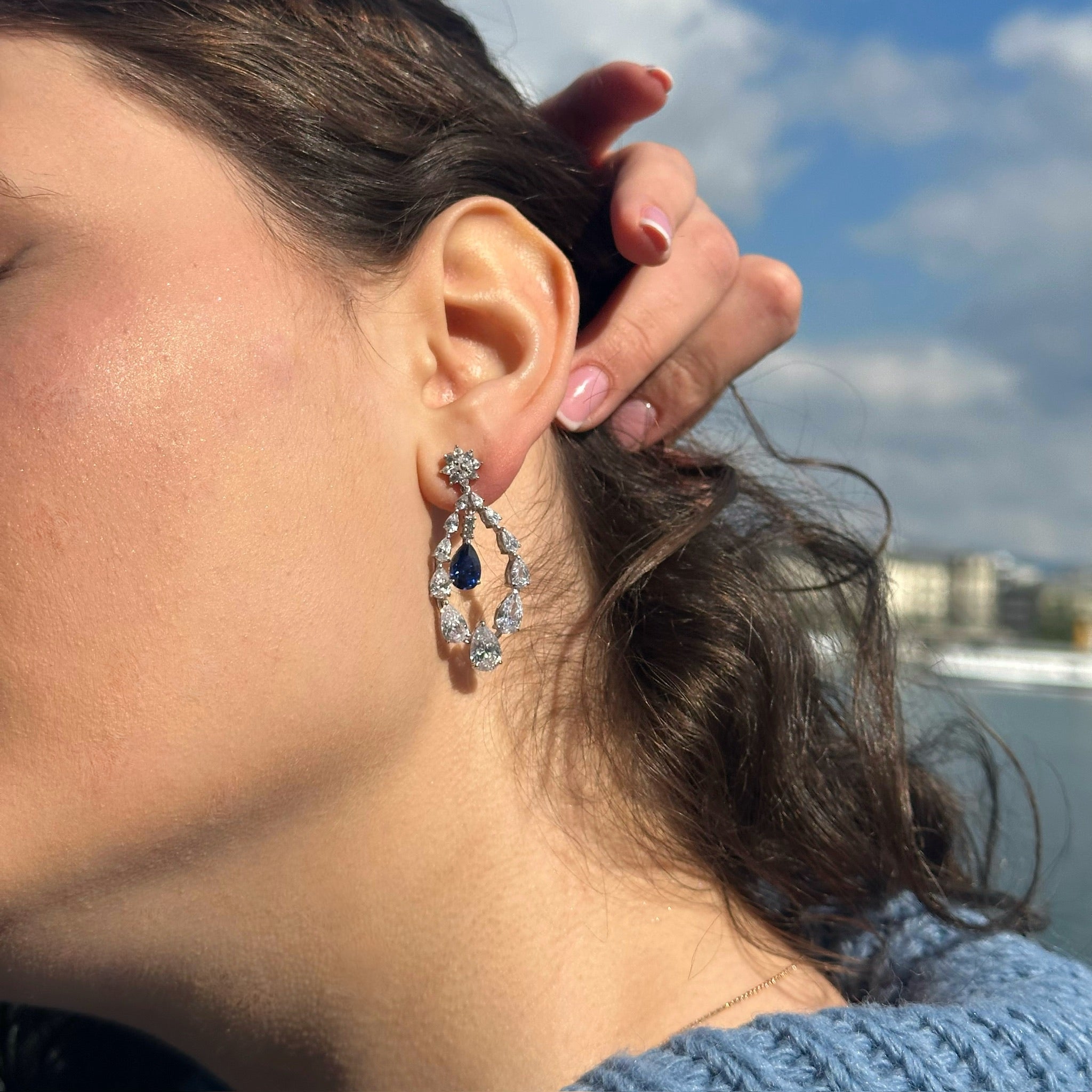 Opulent Teardrop Diamond Alternative Earrings by Natkina