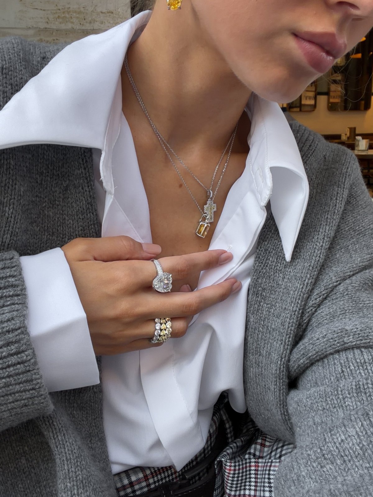 Pavé Cross Pendant SIlver Necklace by Natkina