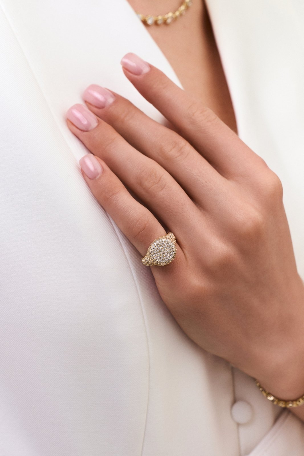 Pave Round Pinky Ring by Natkina