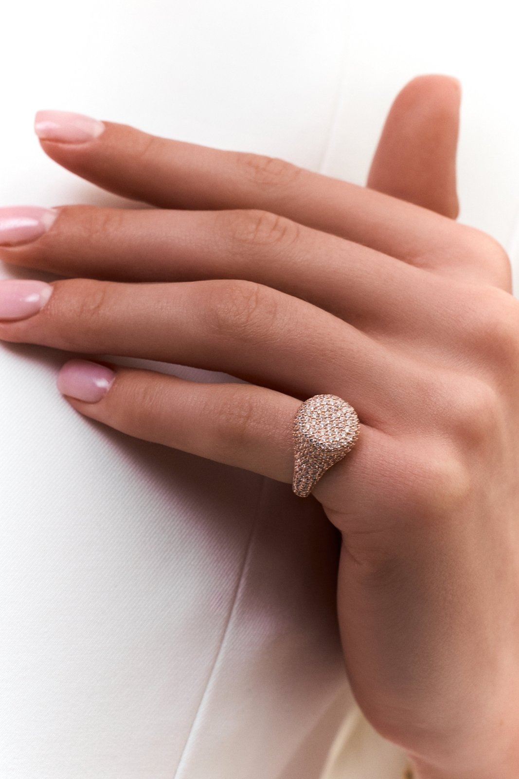 Pave Round Pinky Ring by Natkina
