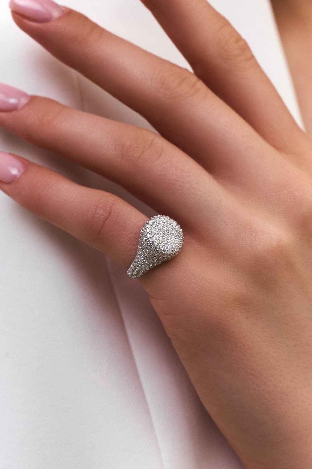 Pave Round Pinky Ring by Natkina
