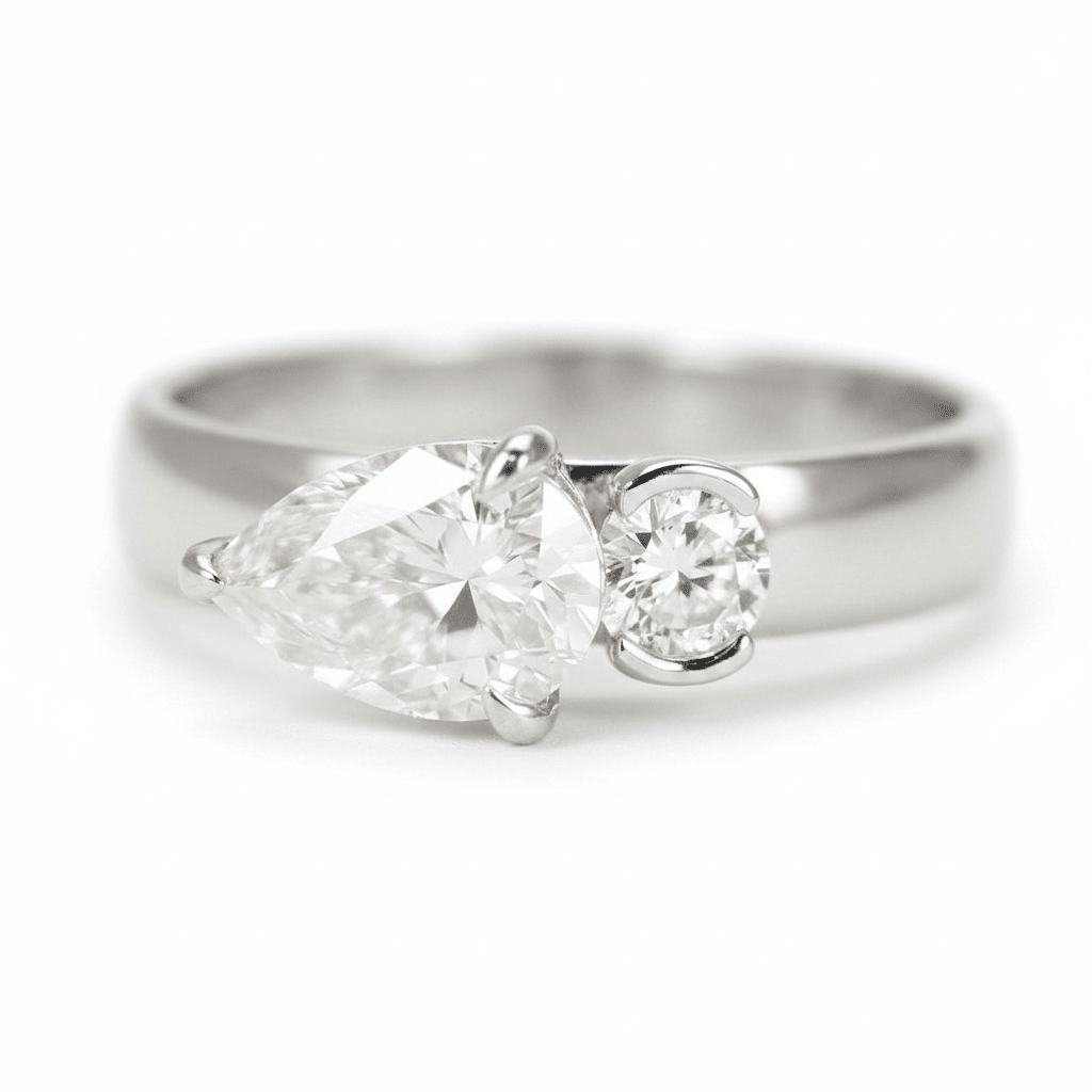 Pear-Round Duo Ring by Natkina