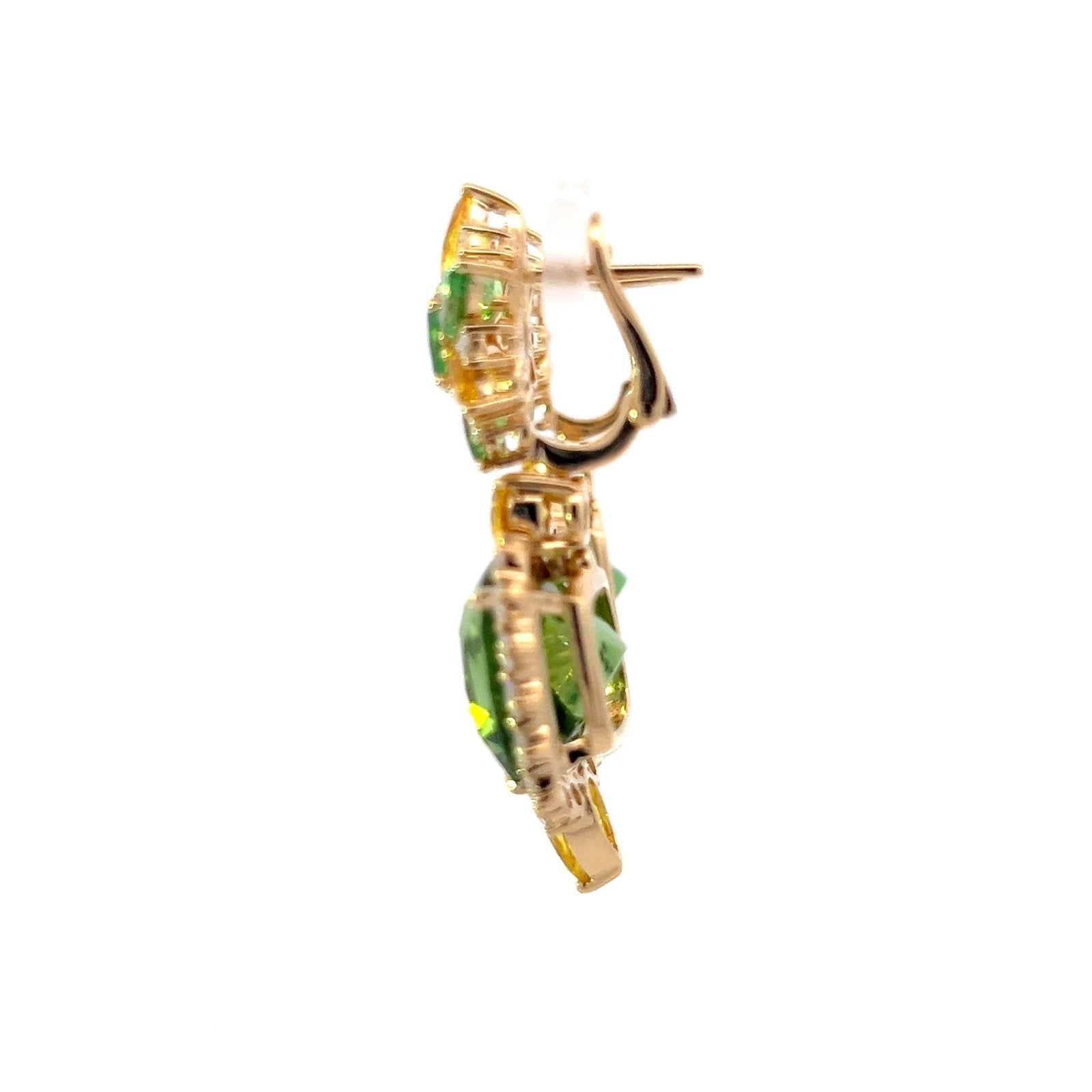 Peridot Yellow Sapphire Diamond 18K Yellow Gold Exclusive Earrings by Natkina
