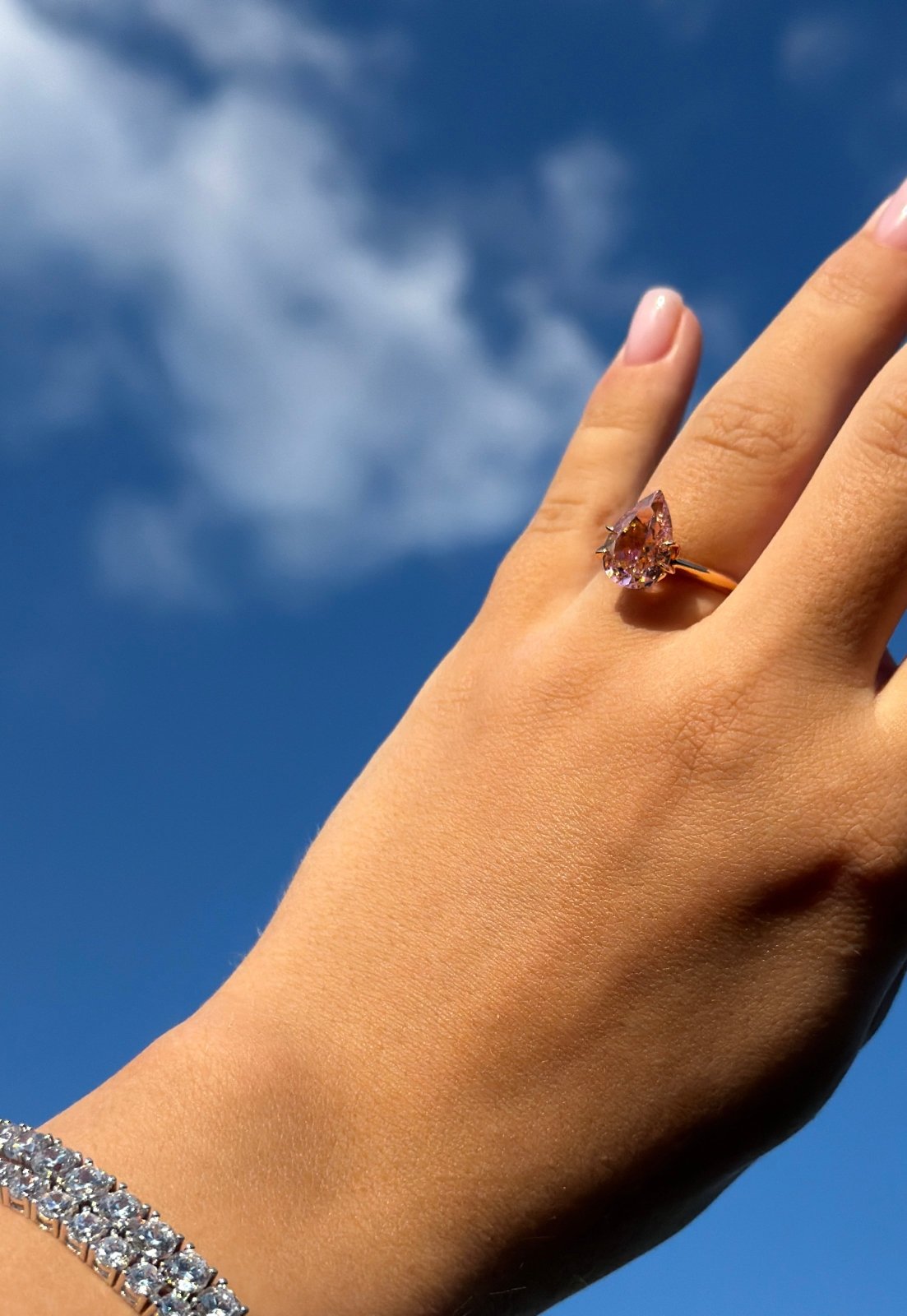 Pink Large Heart Silver Ring by Natkina