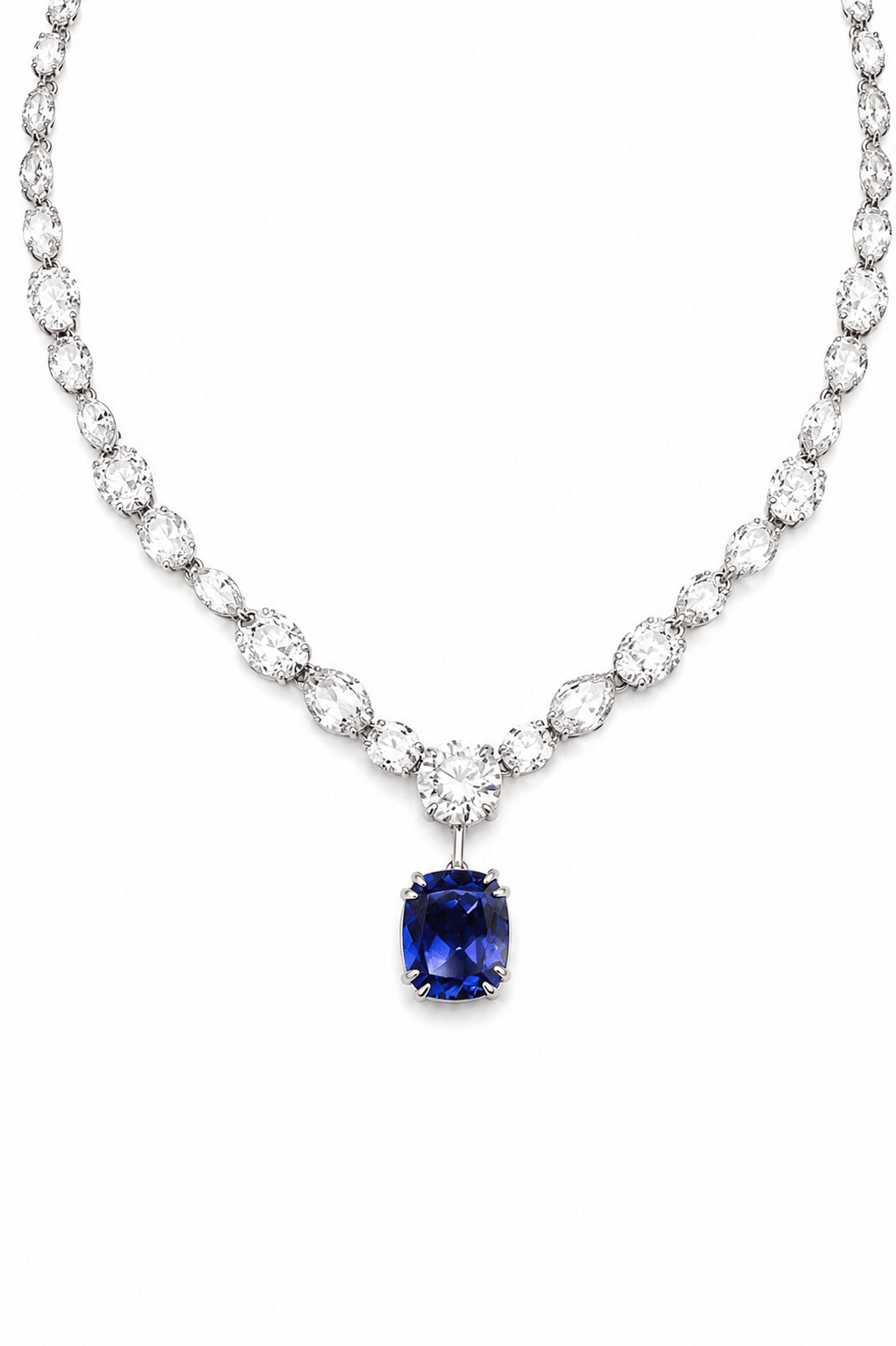 Posh Blue Cushion-Cut Stone Brass Necklace by Natkina
