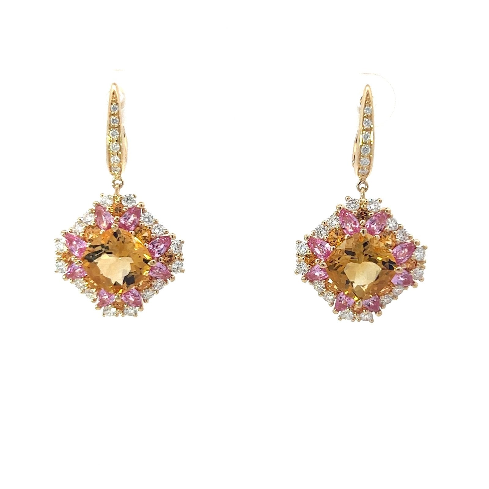 Posh Citrine Sapphires Diamond 18K Yellow Gold Exclusive Earrings by Natkina