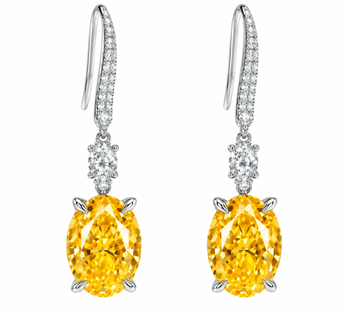 Radiant Yellow Drop Silver Earrings by Natkina