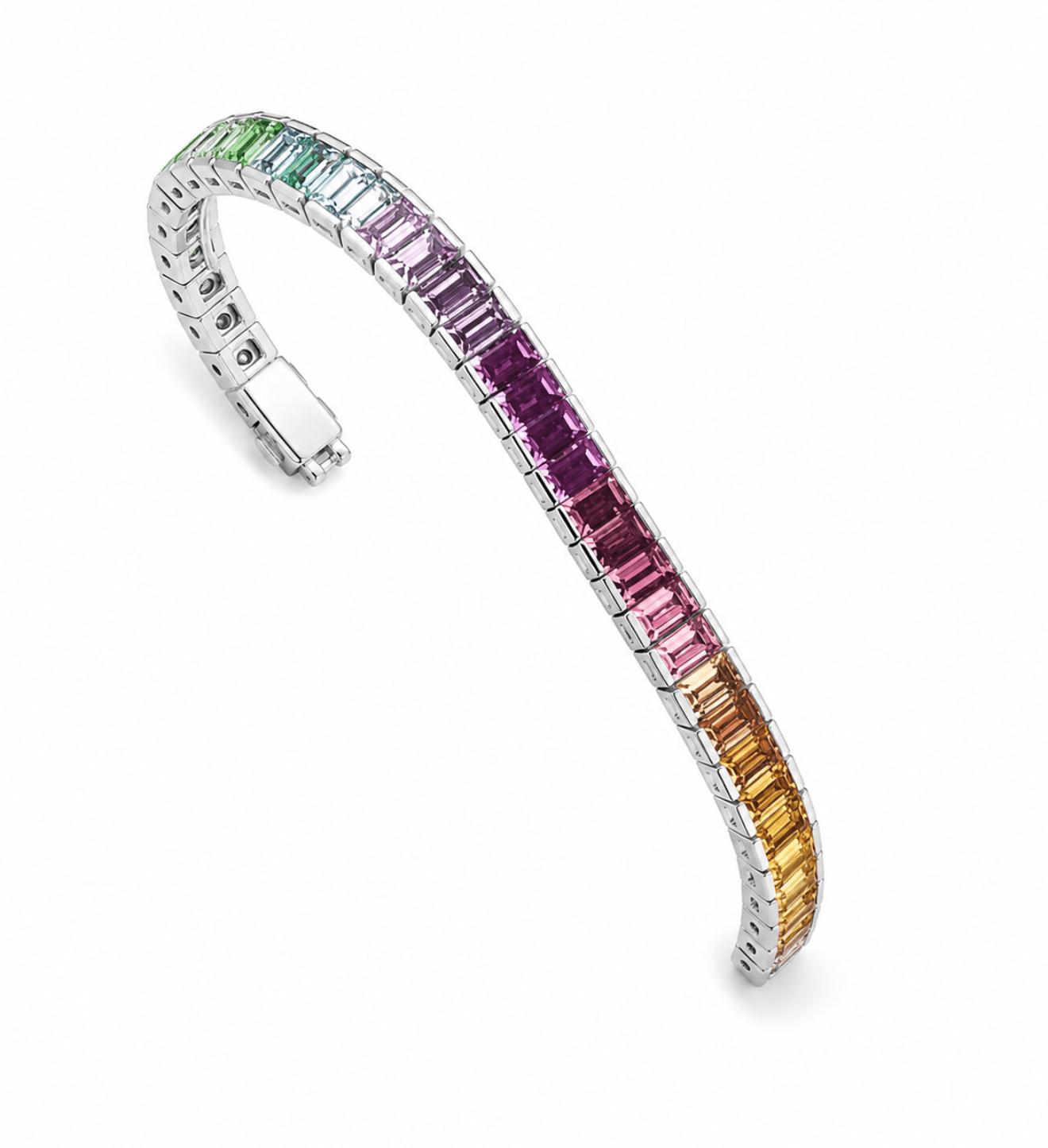 Rainbow Baquette Silver Bracelet by Natkina