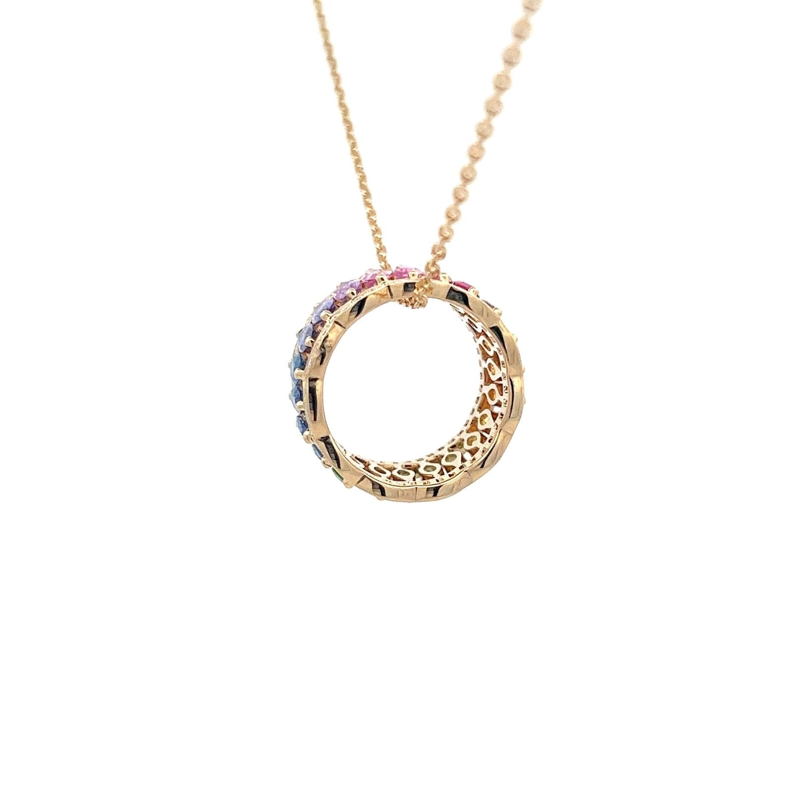 Rainbow Multi Sapphires 18K Yellow Gold Necklace by Natkina