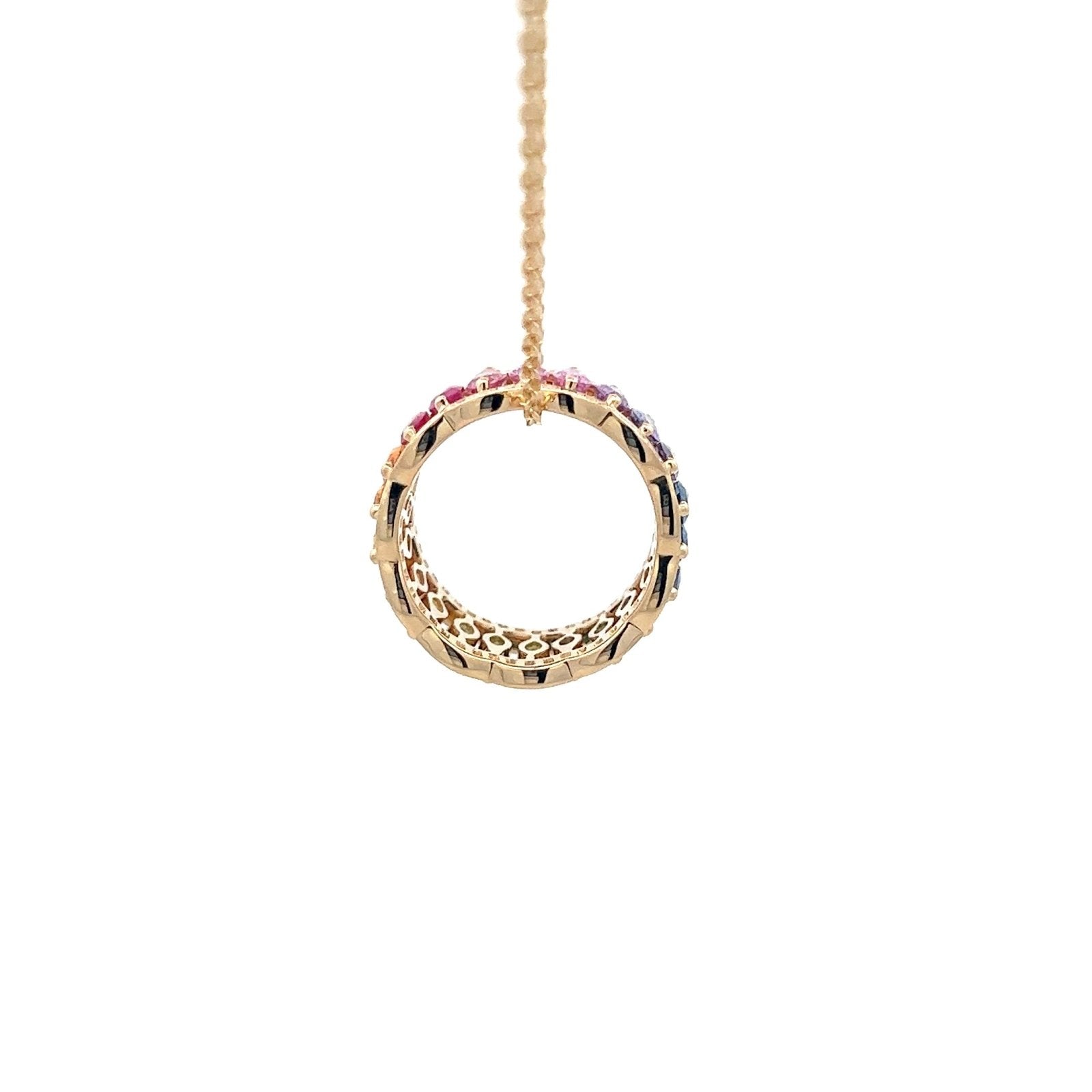 Rainbow Multi Sapphires 18K Yellow Gold Necklace by Natkina