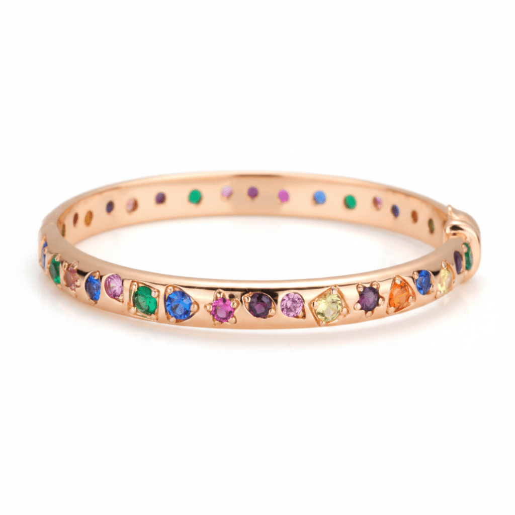 Rainbow Silver Bangle Bracelet by Natkina