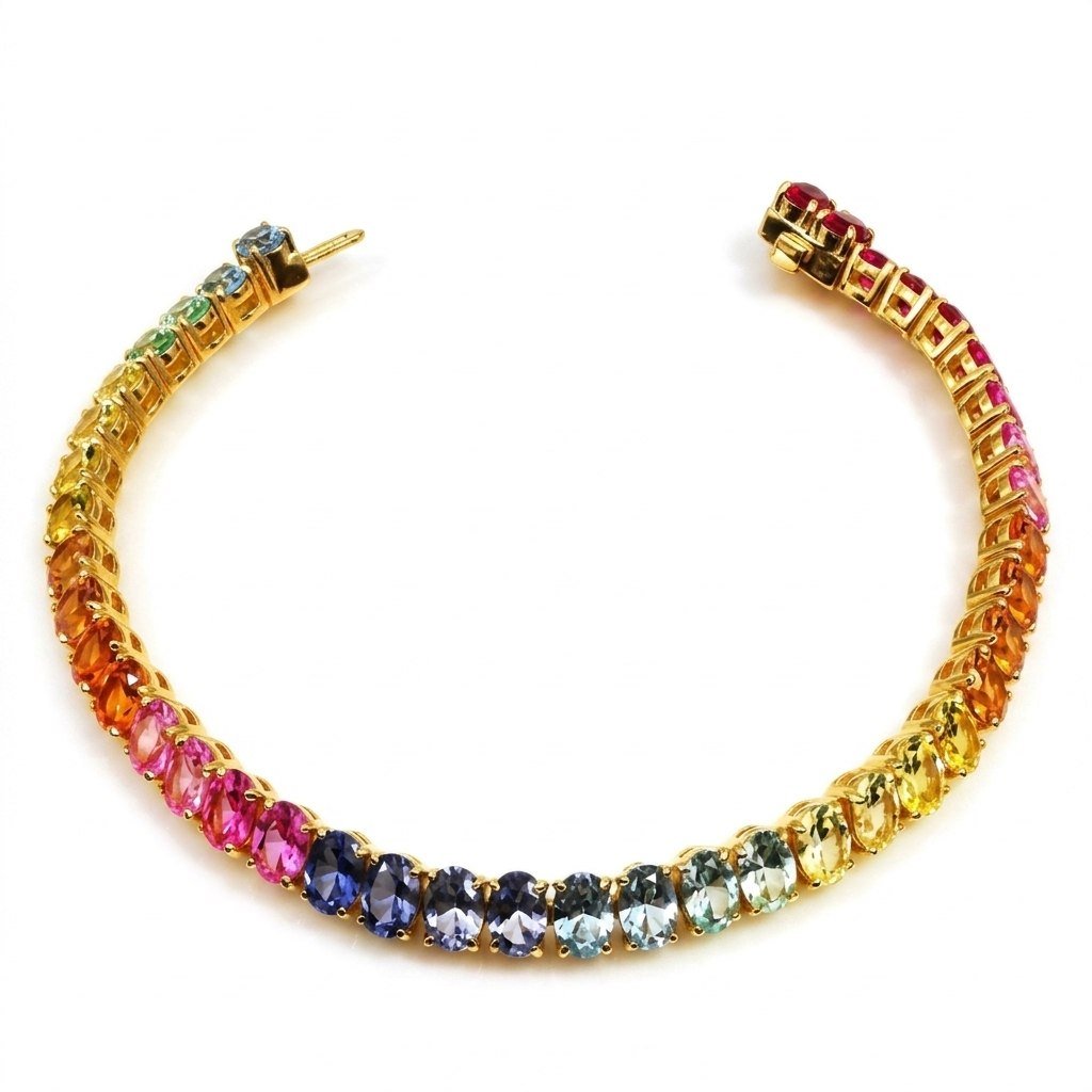 Round Rainbow Tennis Bracelet by Natkina