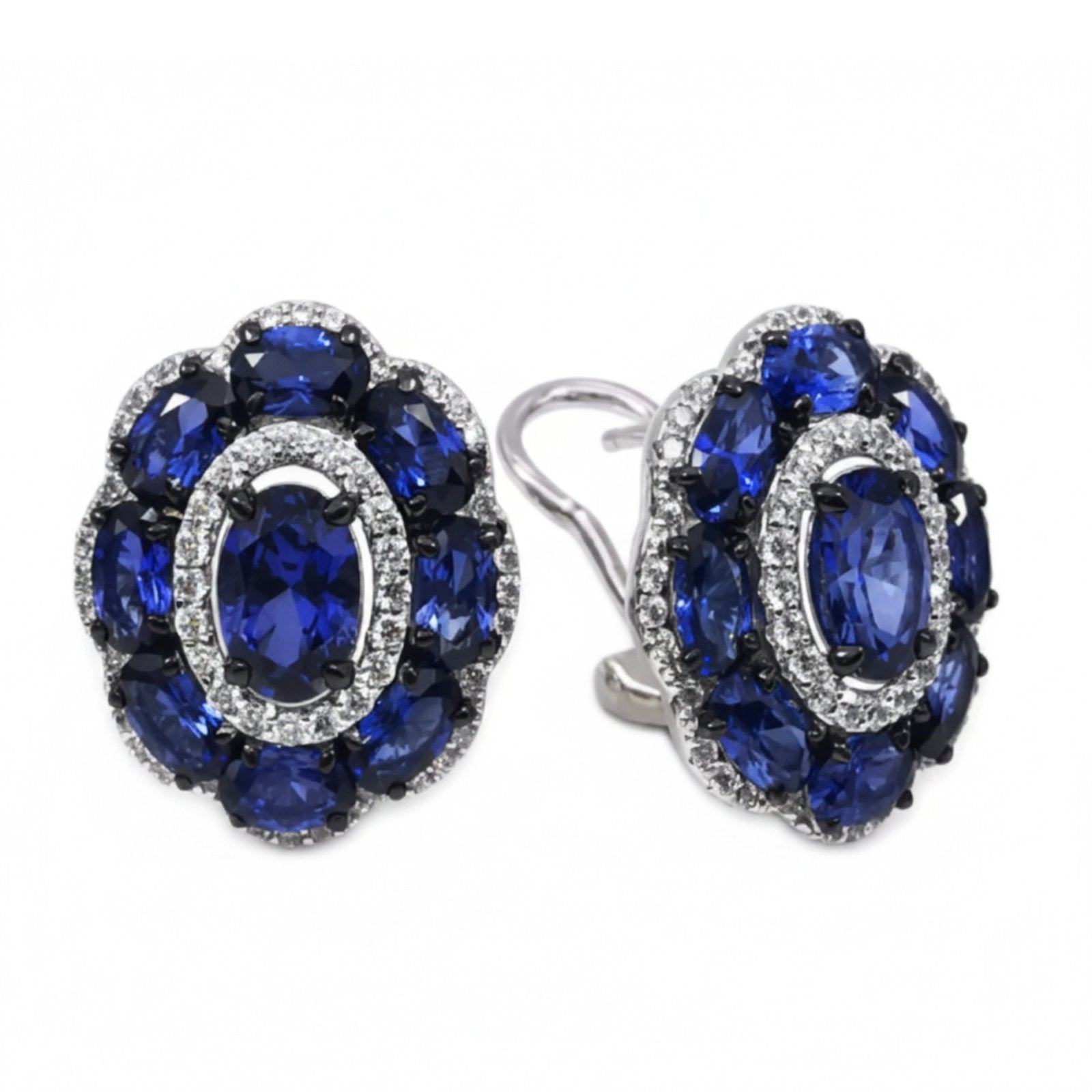 Royal Oval Sapphire Brass Earrings by Natkina