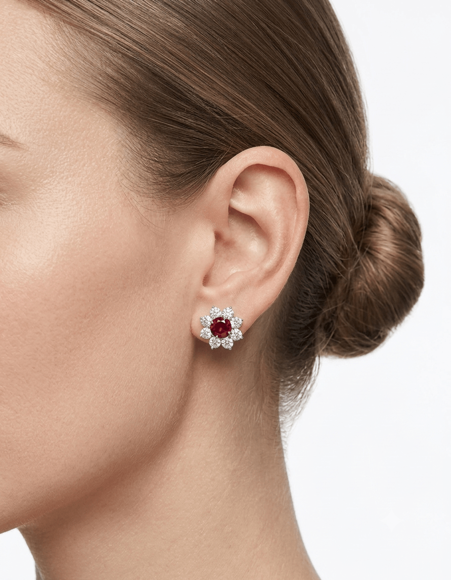 Ruby Silver Earrings by Natkina