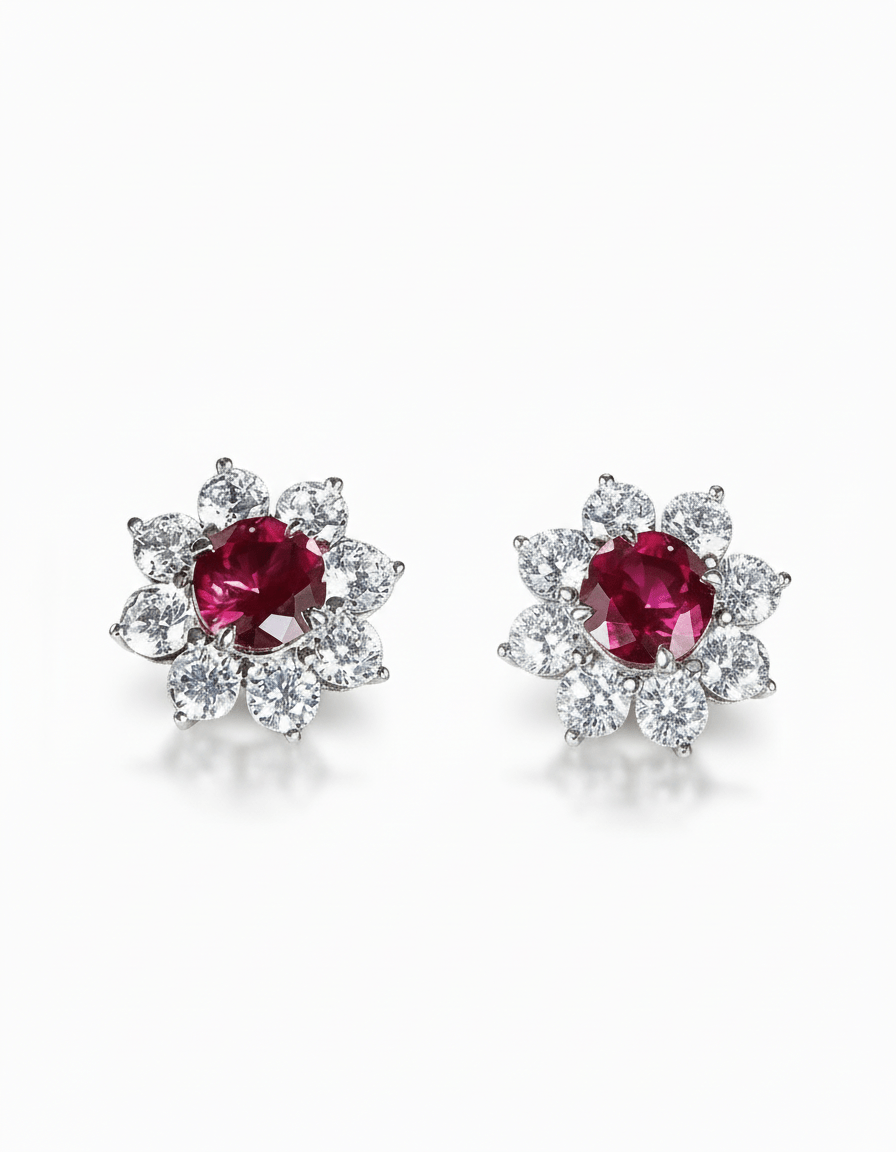 Ruby Silver Earrings by Natkina