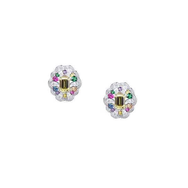 Colourful Silver Stud Earrings