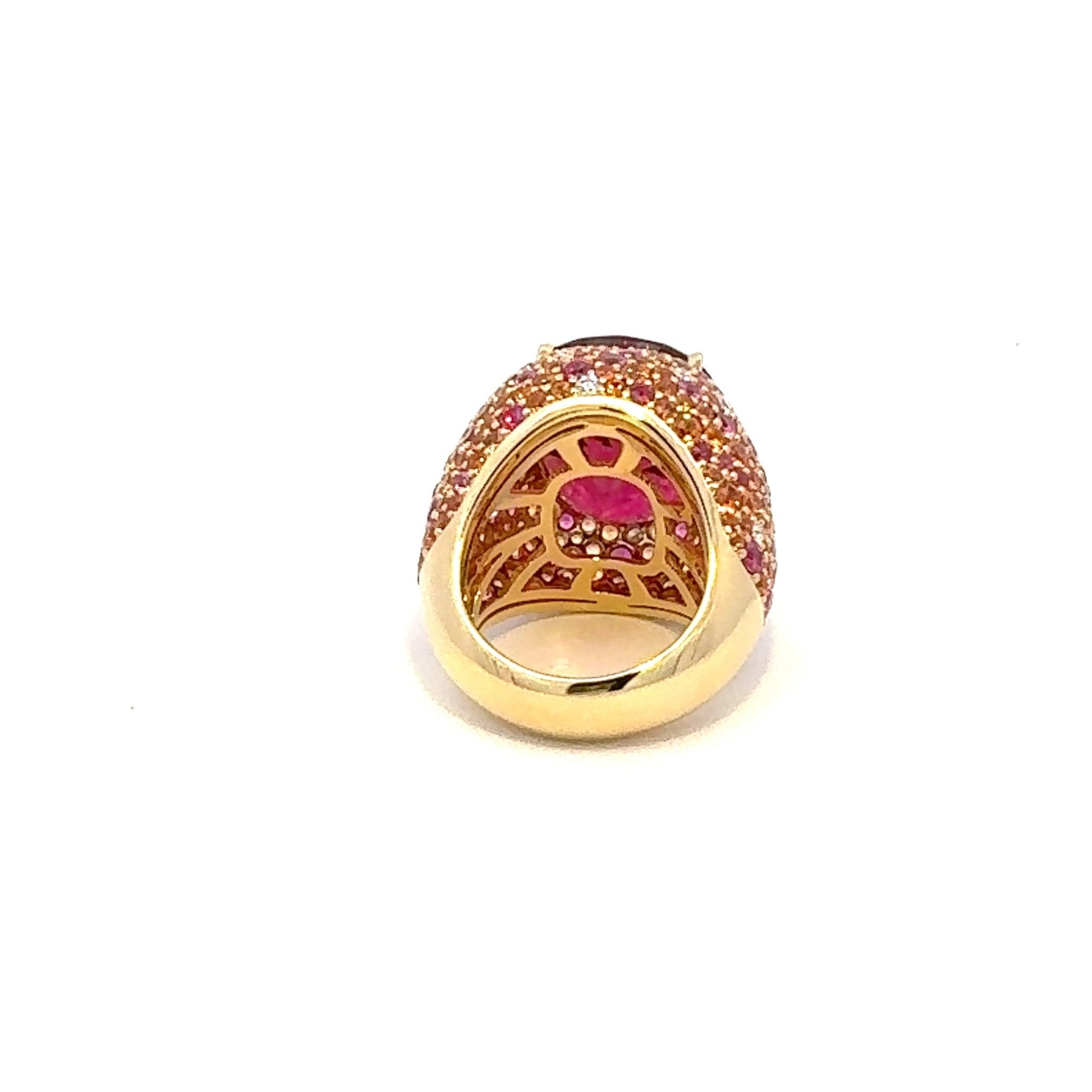 Sensational Ruby Sapphire Diamond 18K Yellow Gold Exclusive Ring by Natkina