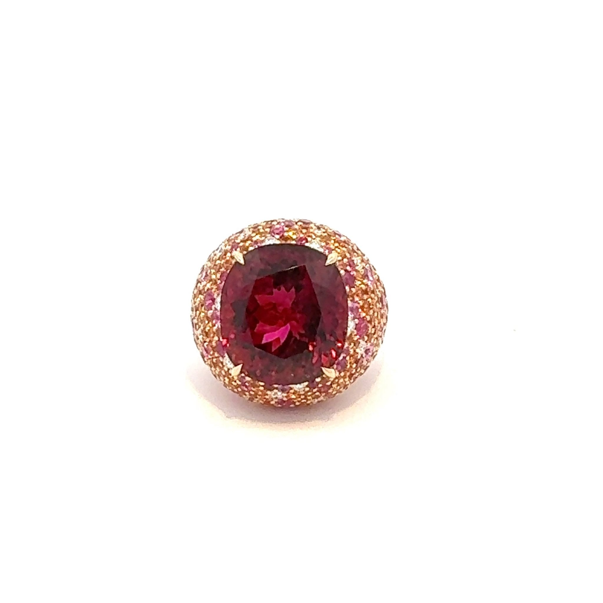 Sensational Ruby Sapphire Diamond 18K Yellow Gold Exclusive Ring by Natkina