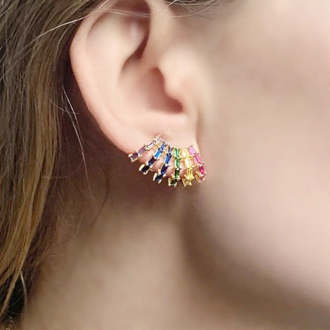 Shell Rainbow Silver Earrings