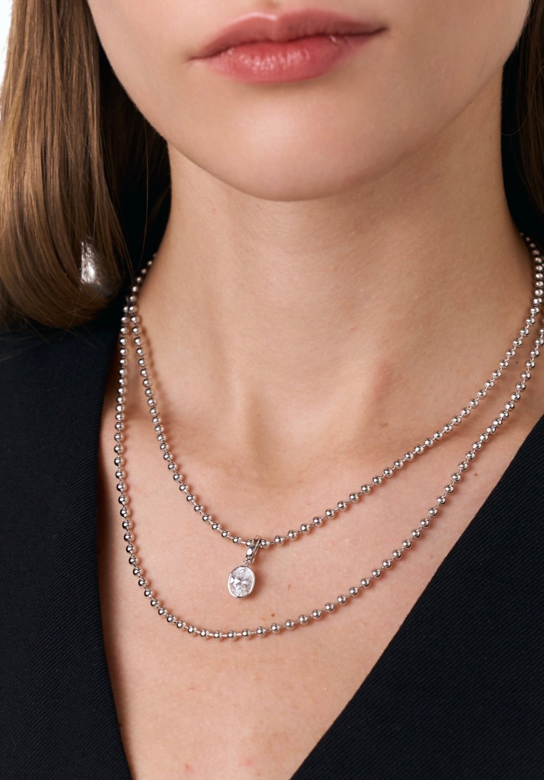 Silver Luminous Oval Necklace by Natkina