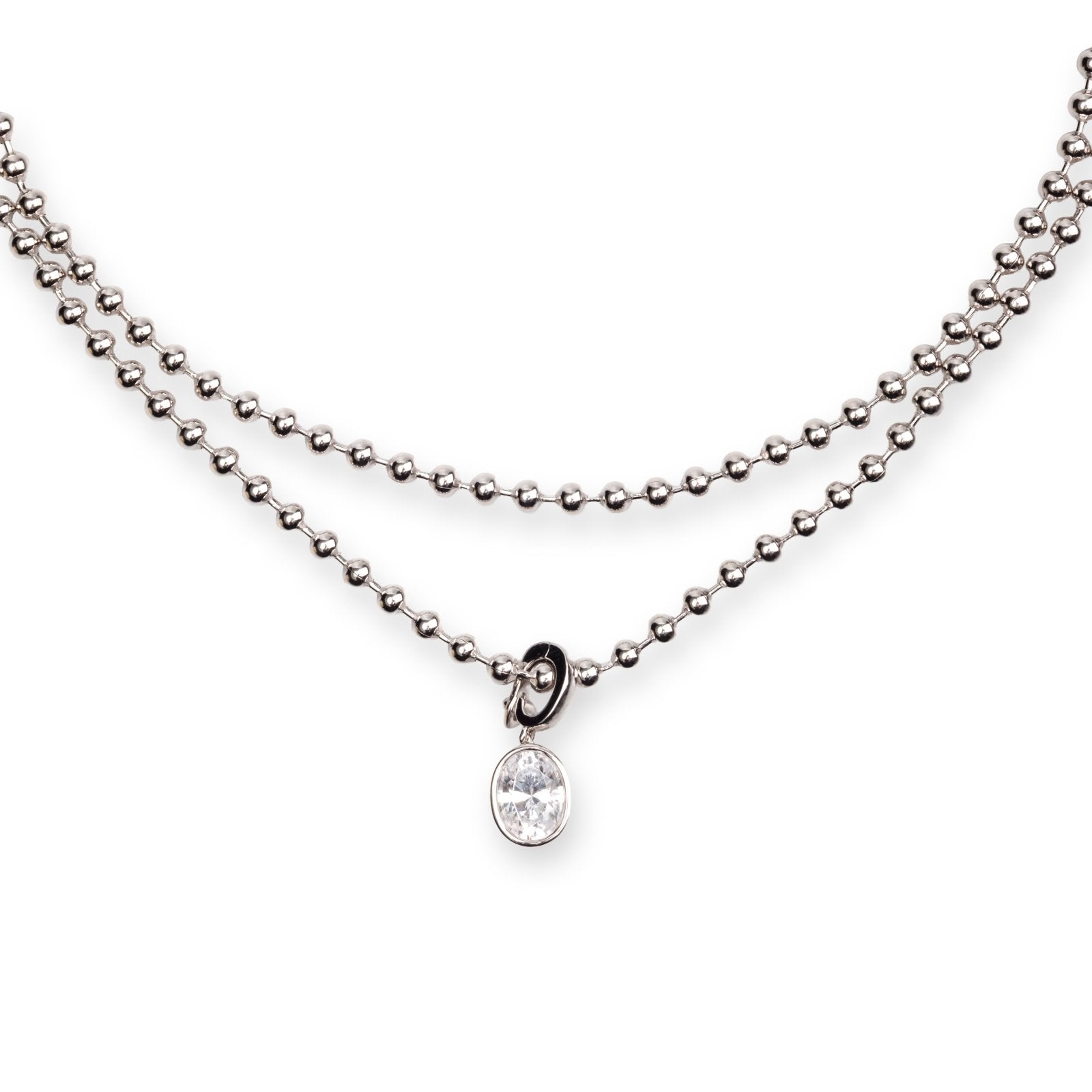 Silver Luminous Oval Necklace by Natkina