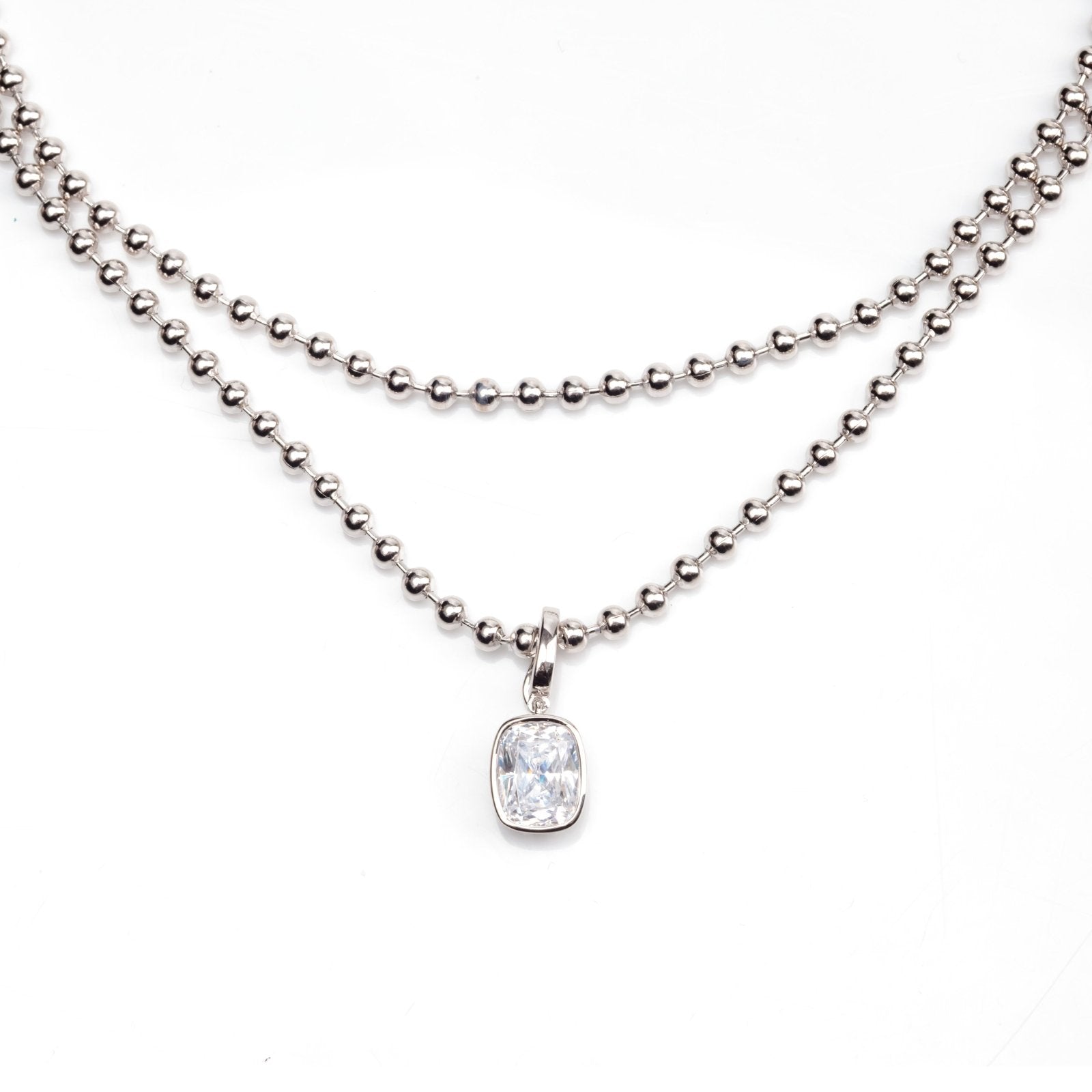 Silver Luminous Stone Necklace by Natkina