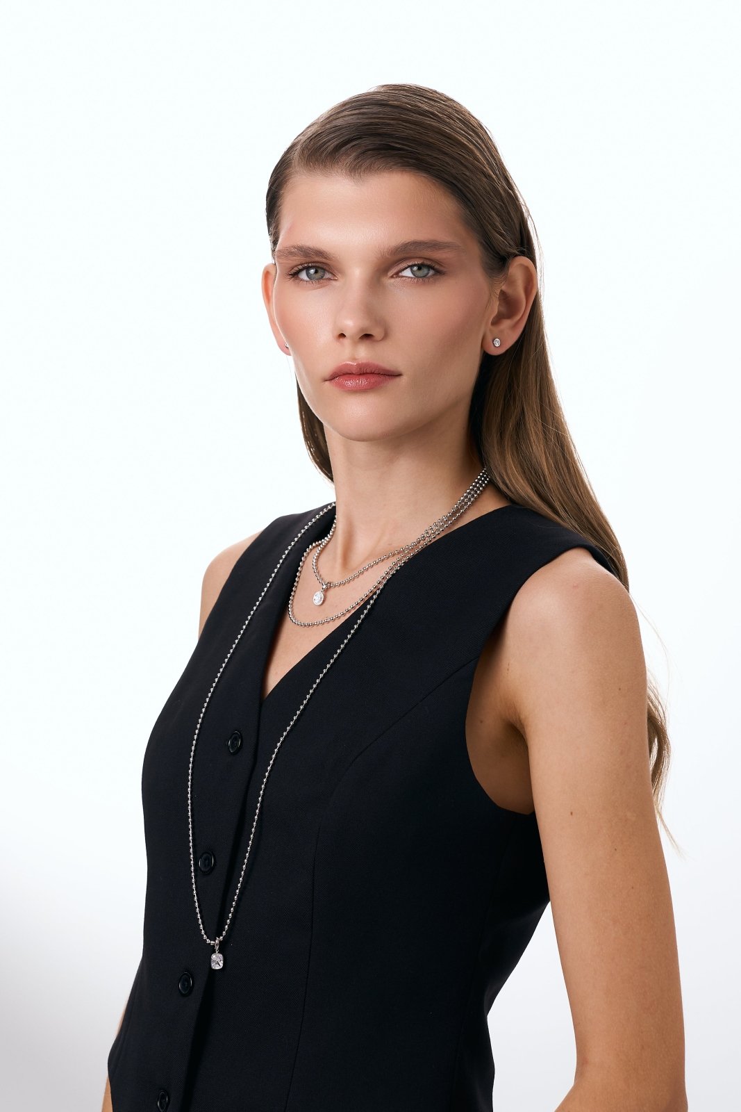 Silver Luminous Stone Necklace by Natkina