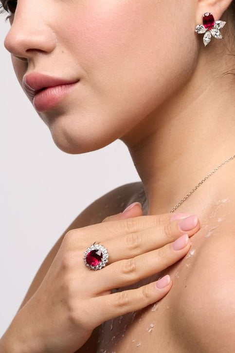 Silver Ruby Earrings by Natkina