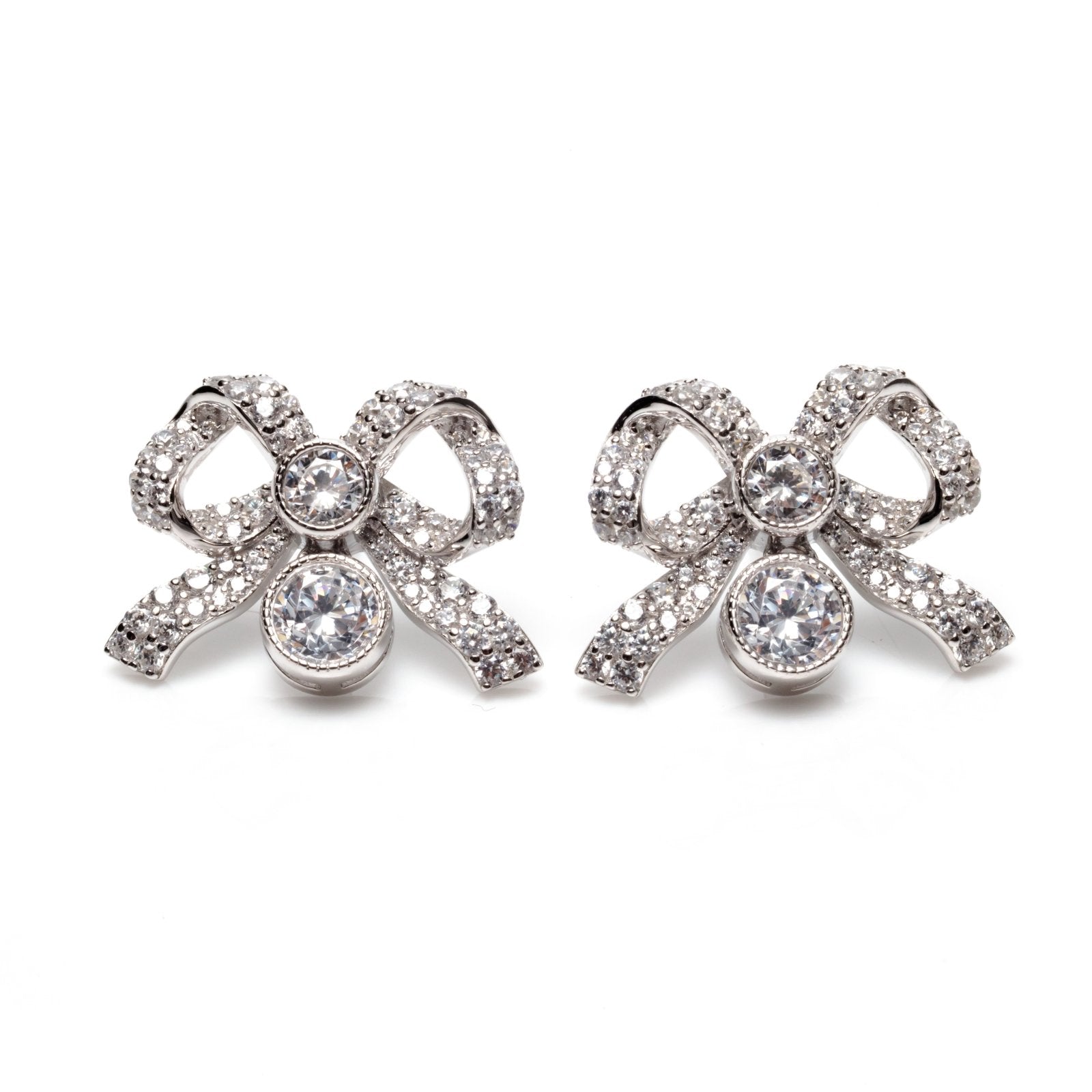Silver Sparkle Bow Earrings by Natkina