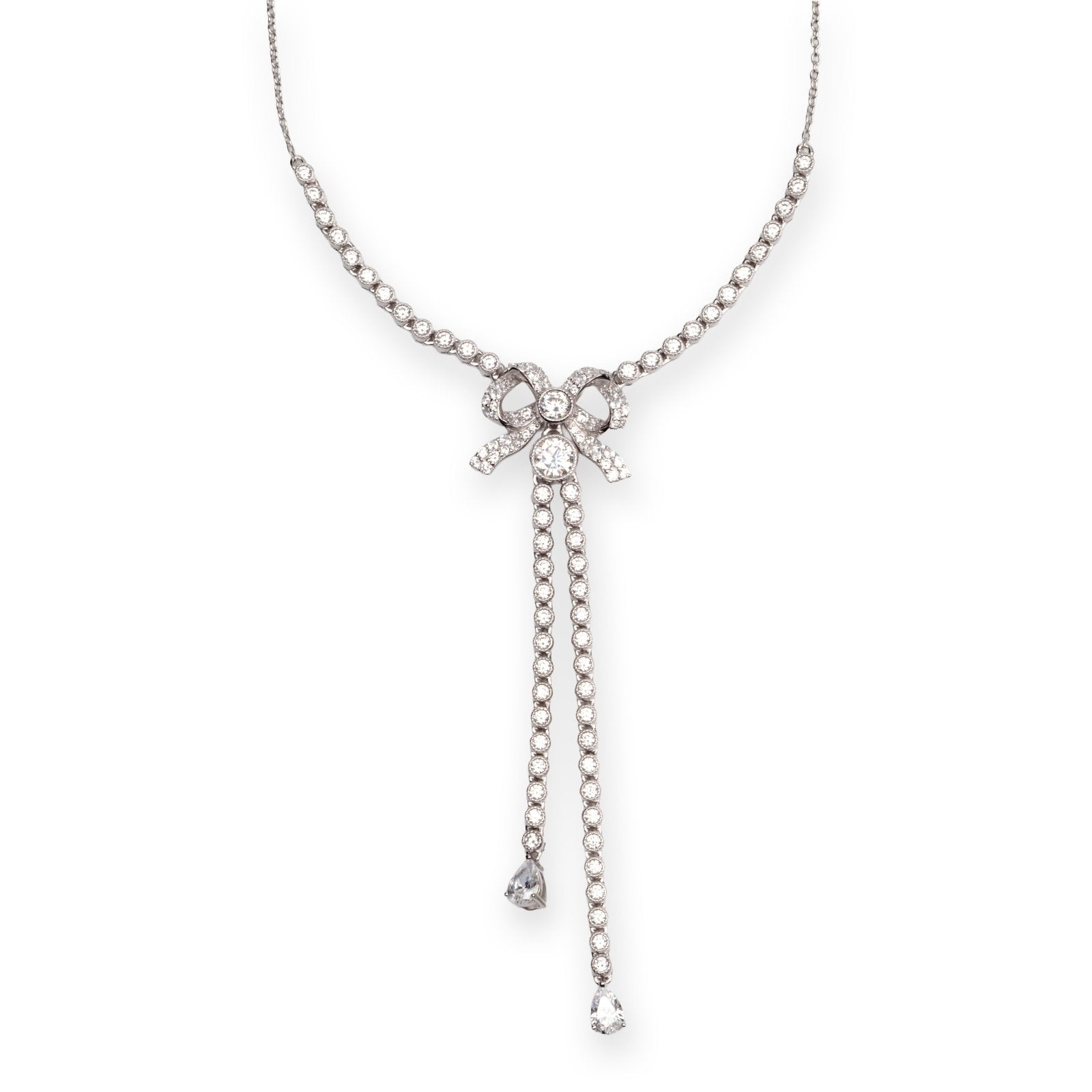 Silver Sparkle Bow Necklace by Natkina