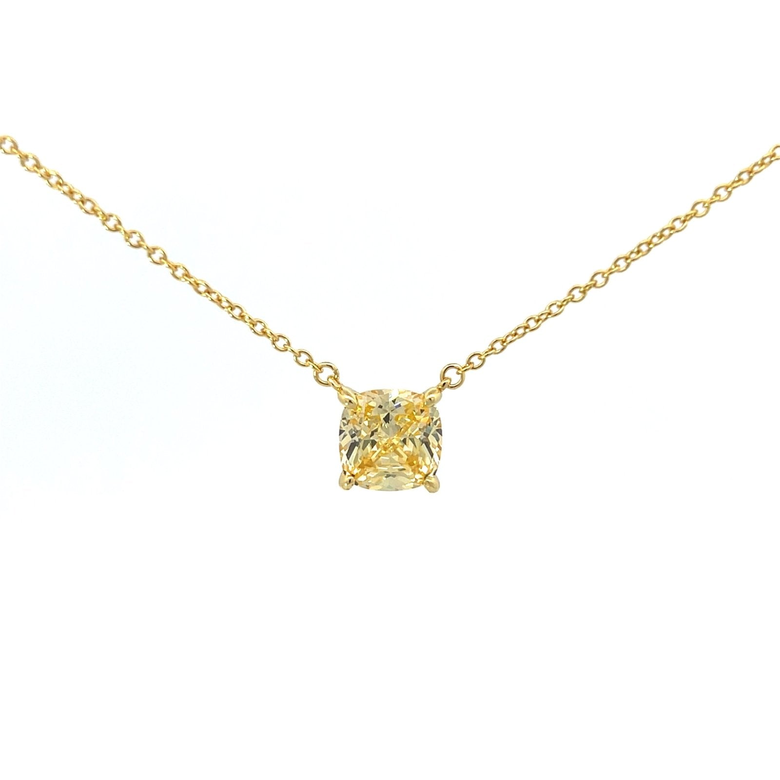 Single Cushion Cut 8 x 8 mm CZ Silver Necklace by Natkina