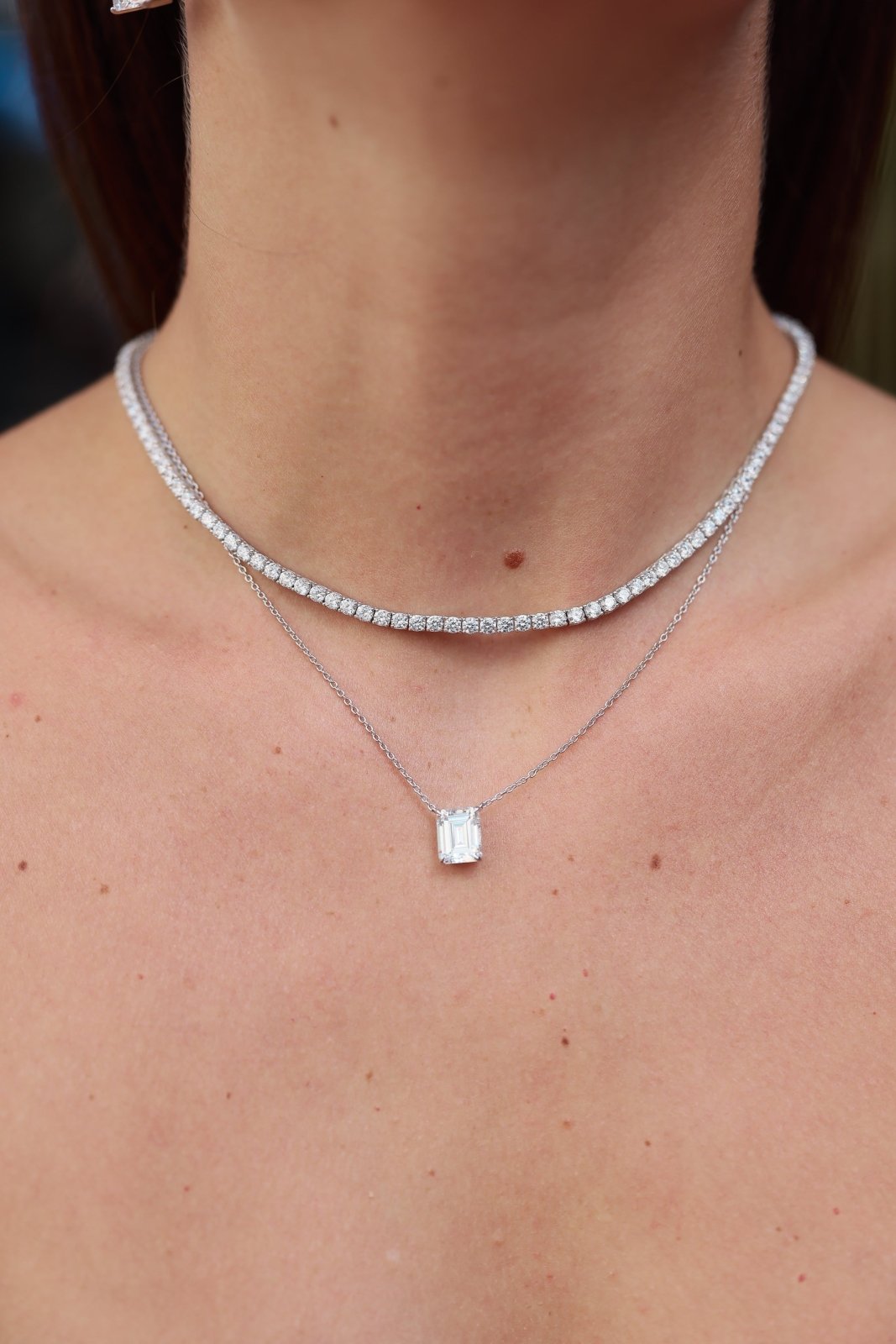 Single Emerald Cut 10 x 7.5 mm Silver Necklace by Natkina