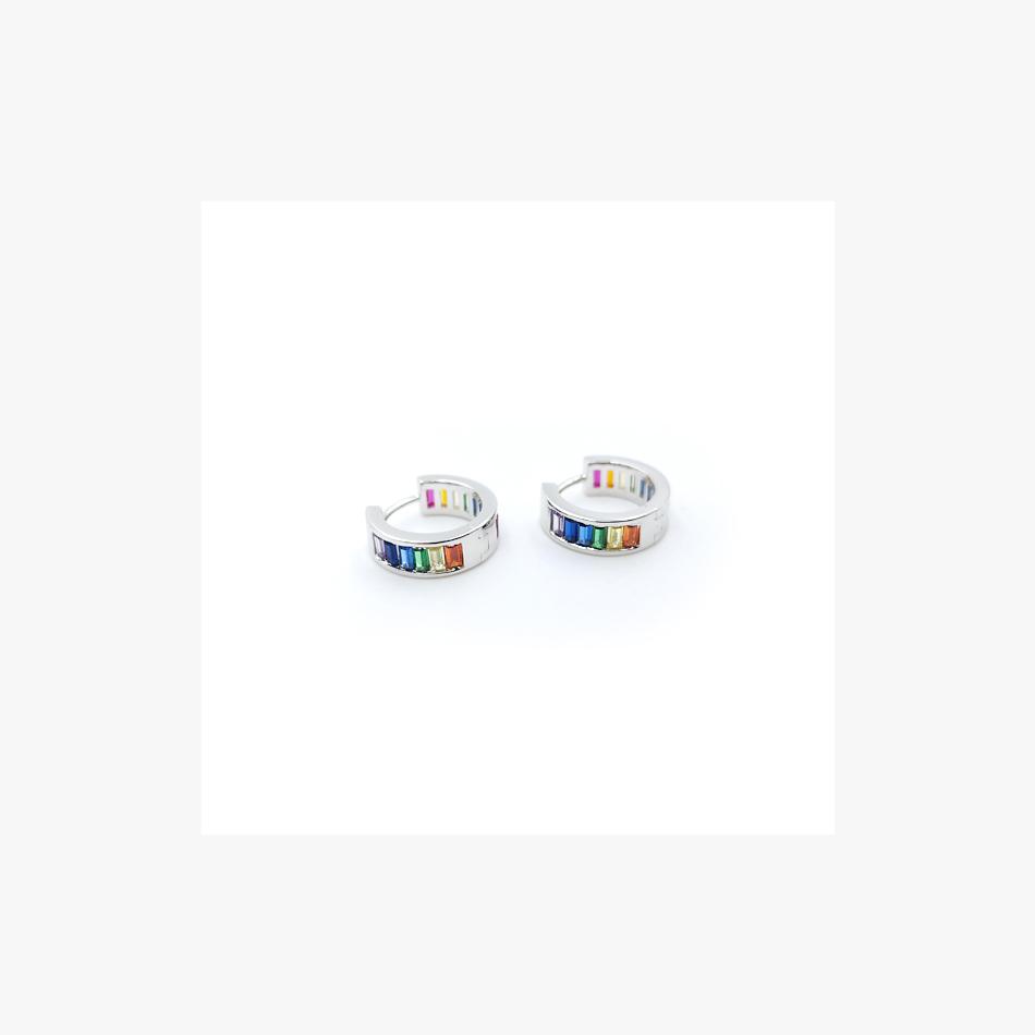 Small Rainbow Hoop Silver Earrings by Natkina