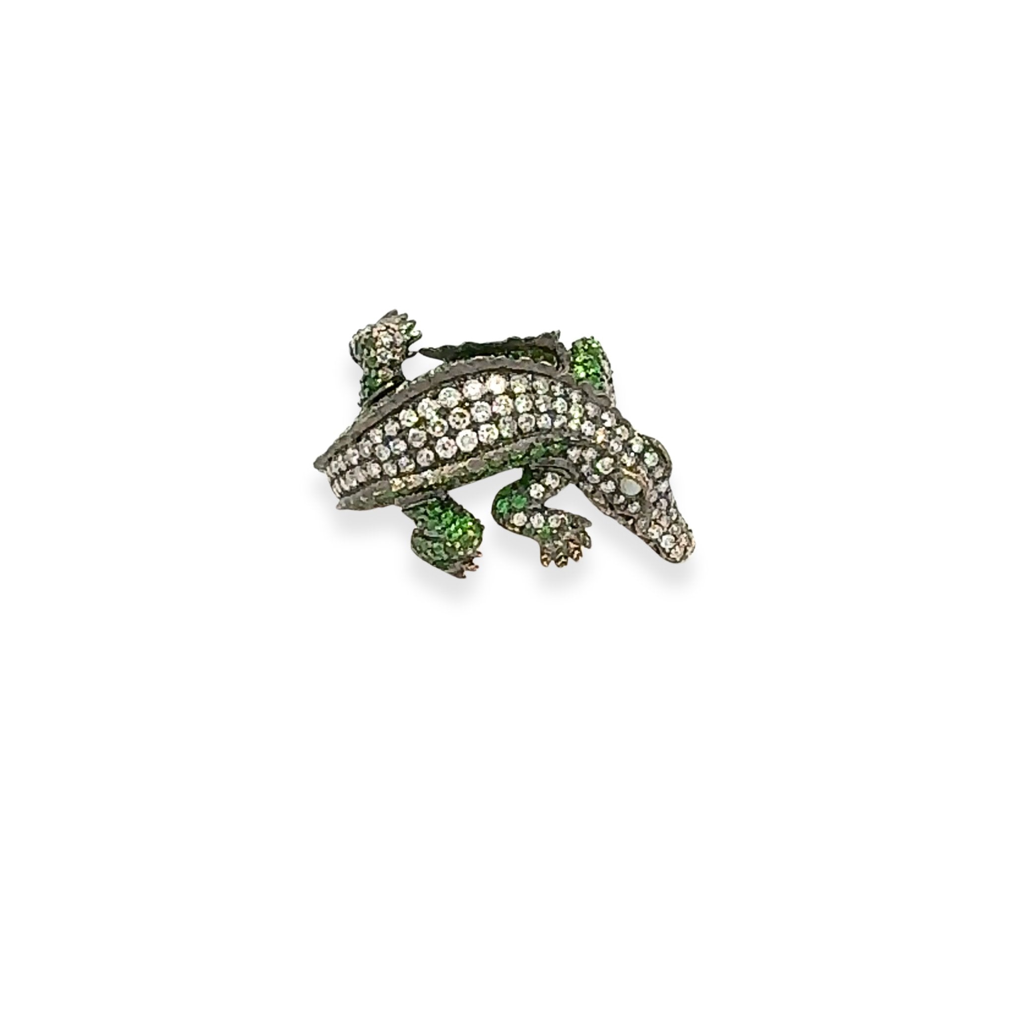 Startling Crocodile Diamond Tsavorite Yellow gold 18K Exclusive Ring by Natkina