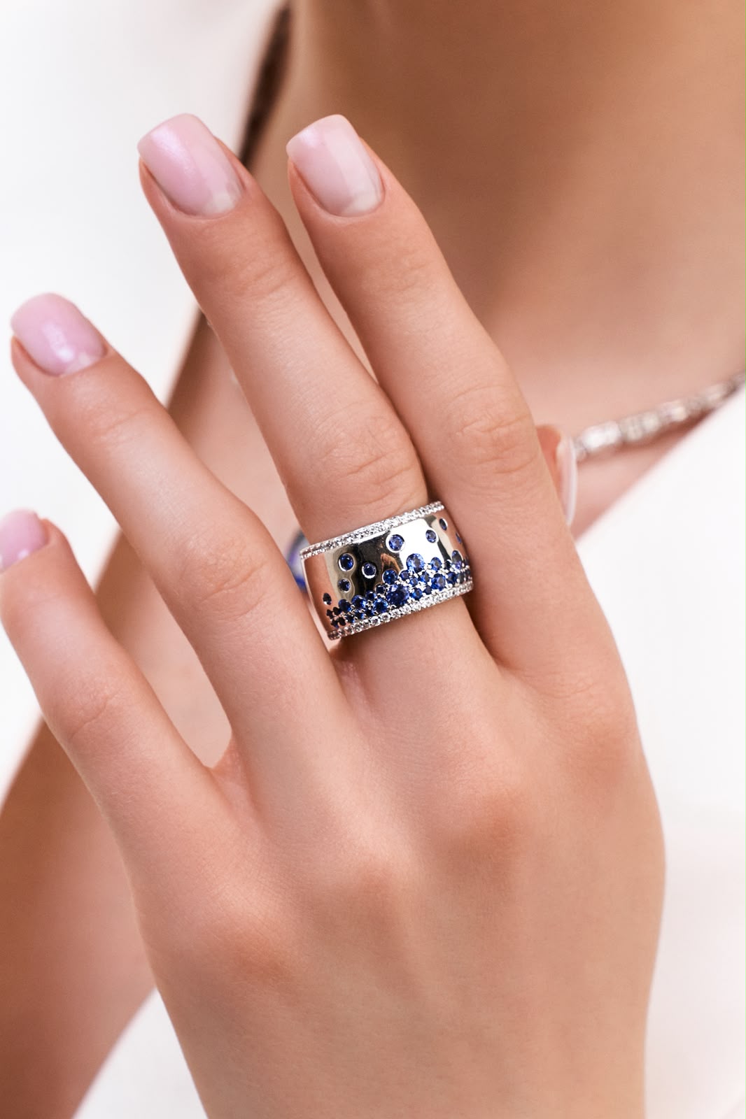 Statement Blue Pave Brass Ring by Natkina