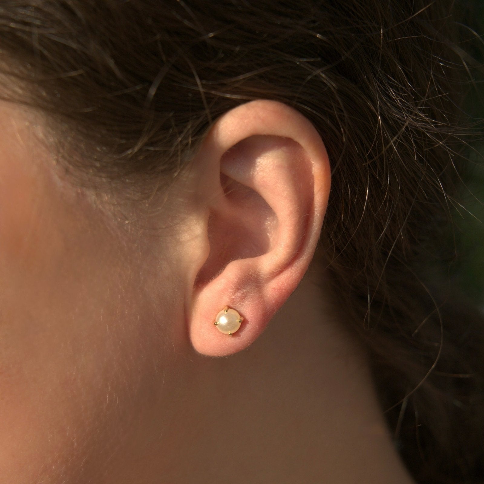 Studs Pearl Silver Earrings by Natkina