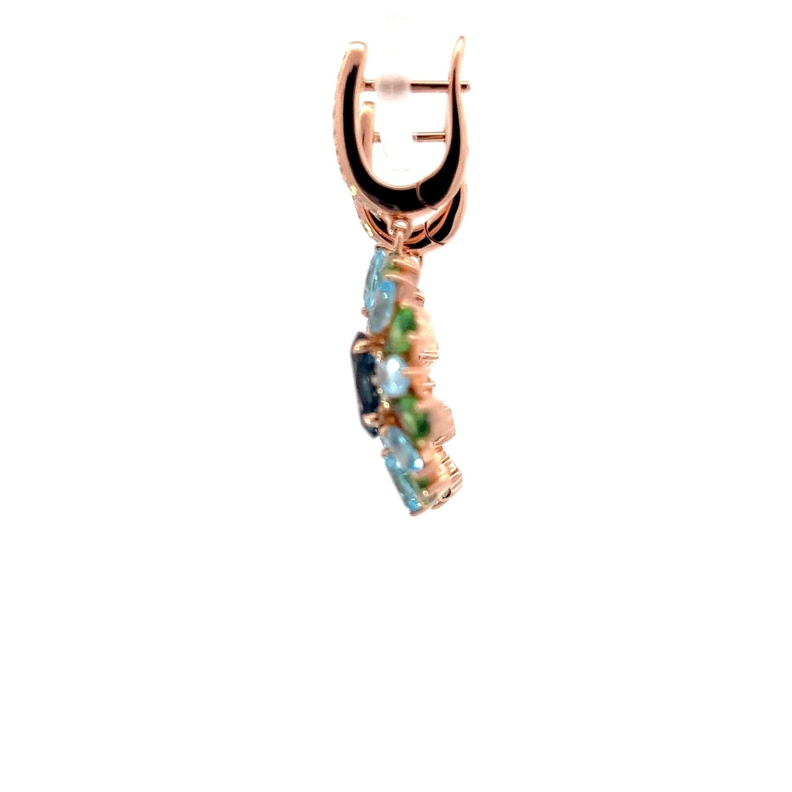 Timeless Emeralds Blue Topaz Diamond 18K Rose Gold Exclusive Earrings by Natkina